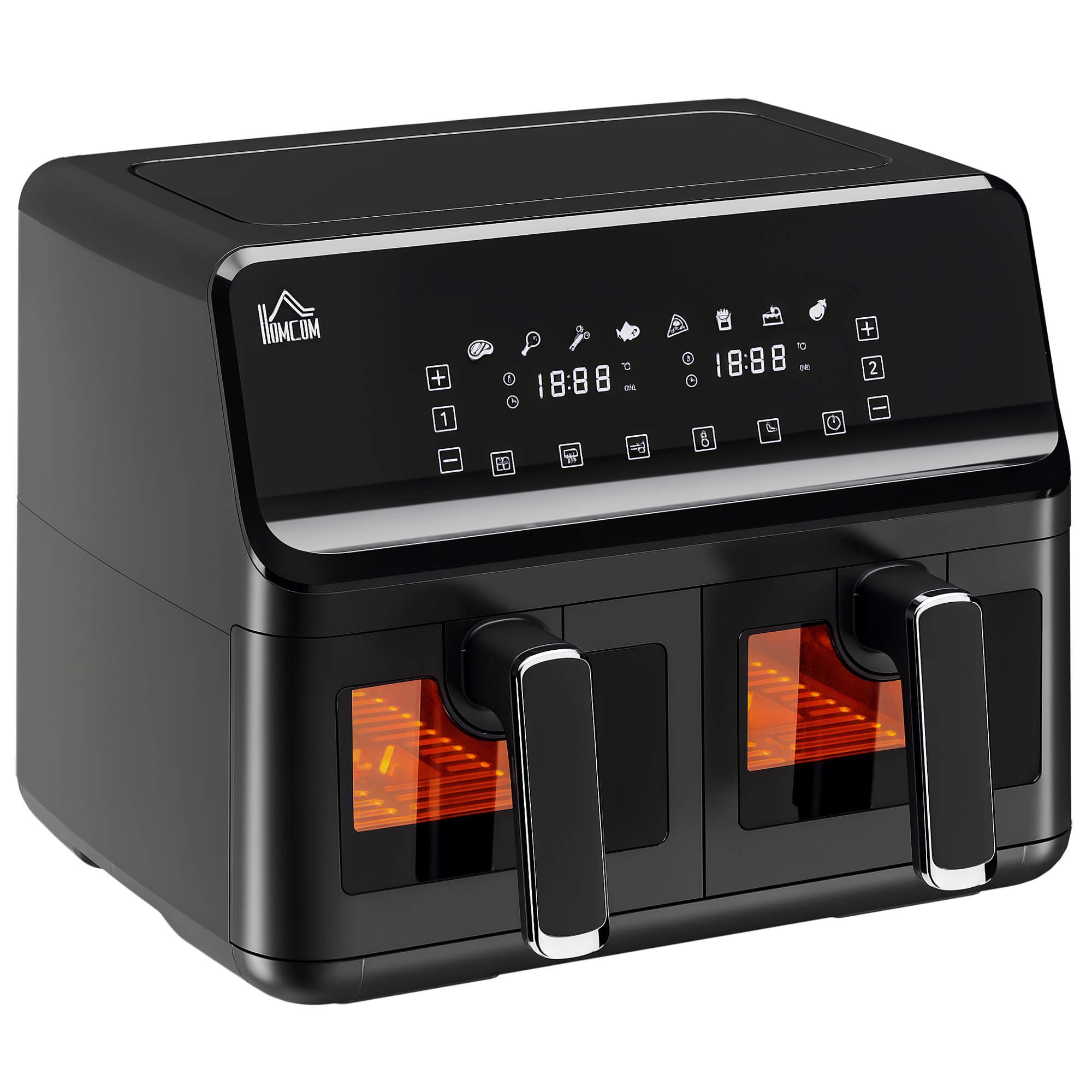 HOMCOM 8L 8 in 1 Dual Basket Air Fryer Oven with Digital Display - Sliver