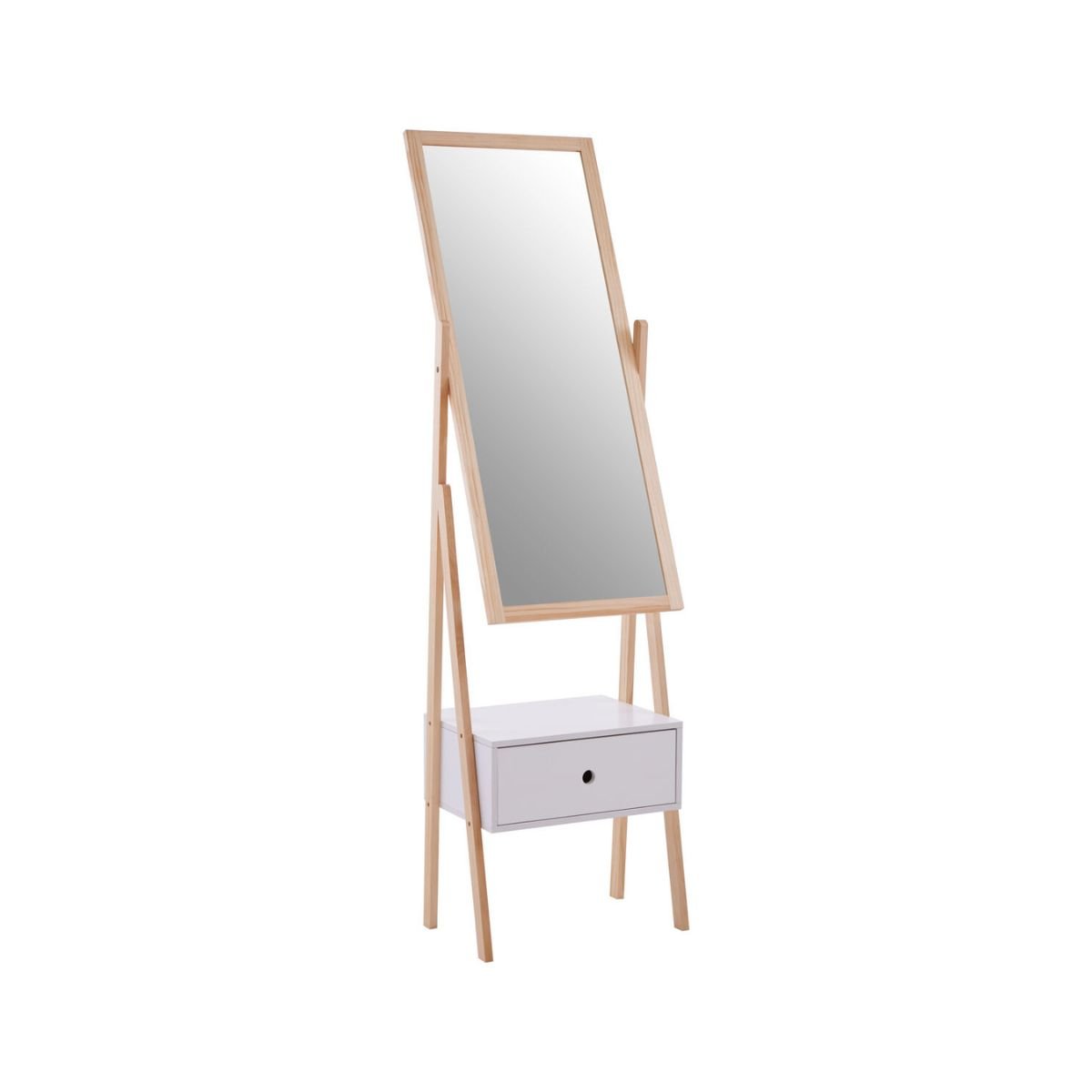 Orsina Rostok Single Drawer Floor Mirror - White