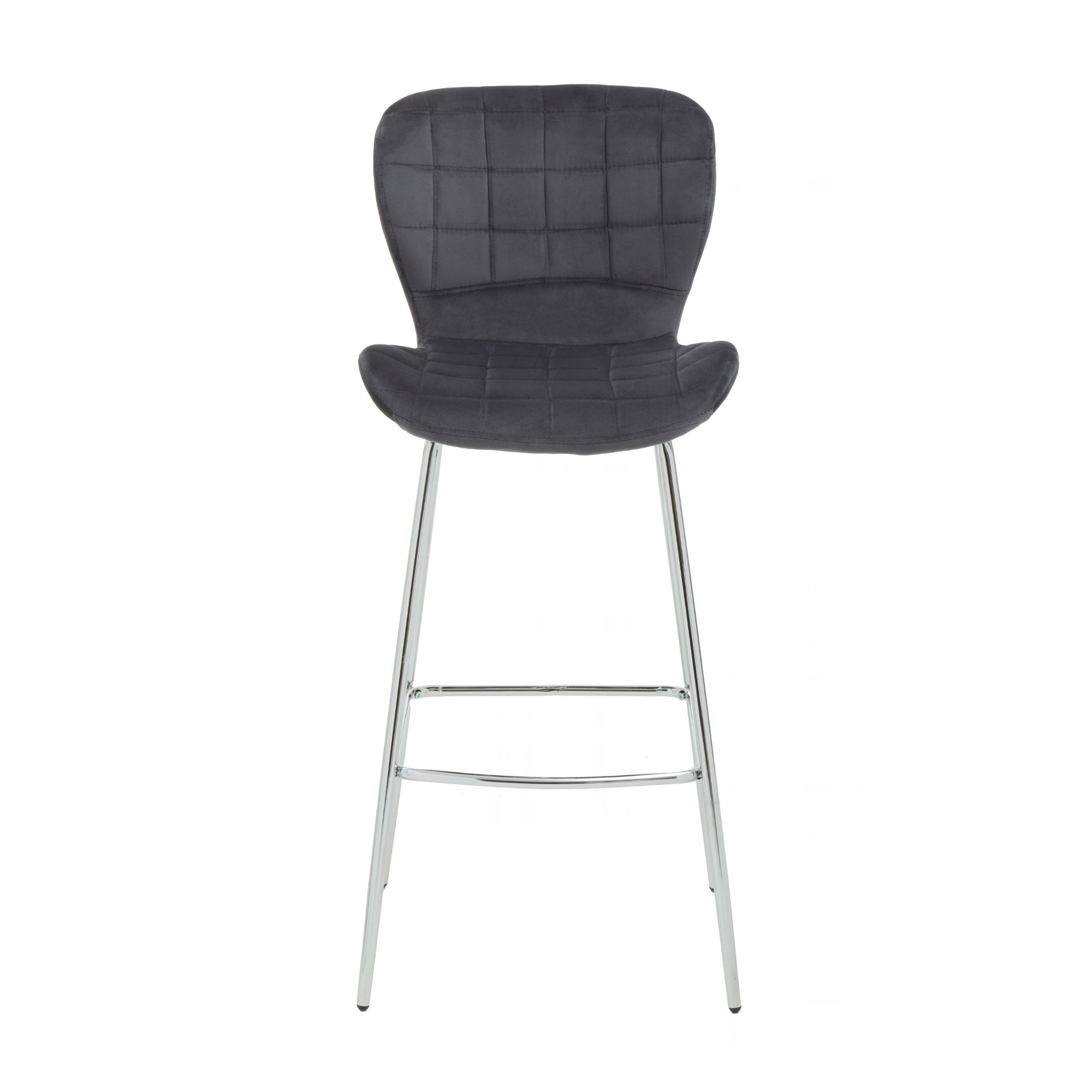 Orsina Warton Velvet Bar Chair – Grey & Chrome