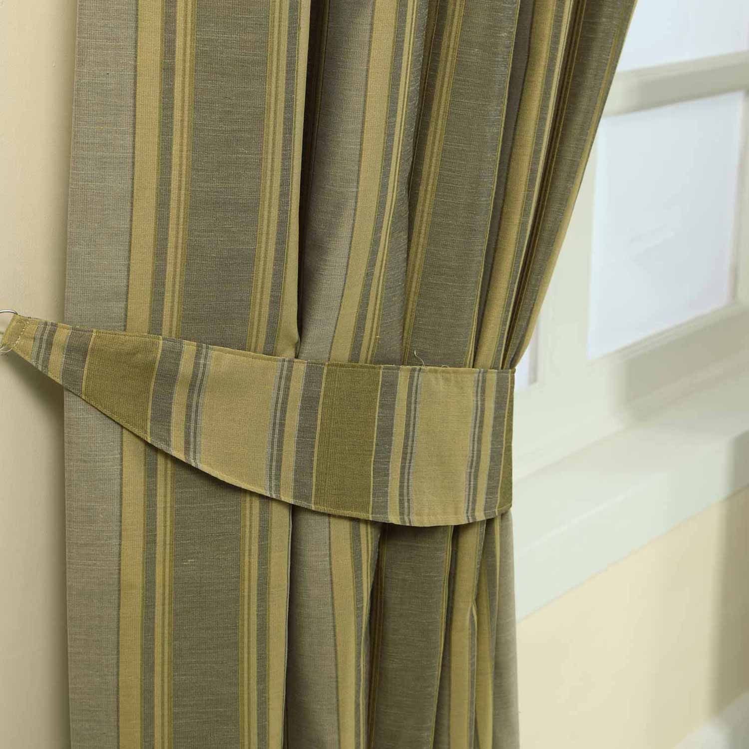 Homescapes Pack of 2 Modern Stripe Jacquard Curtain Tie Backs – Gold