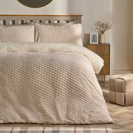 OHS Waffle Fleece Duvet Cover Set Cream - Single