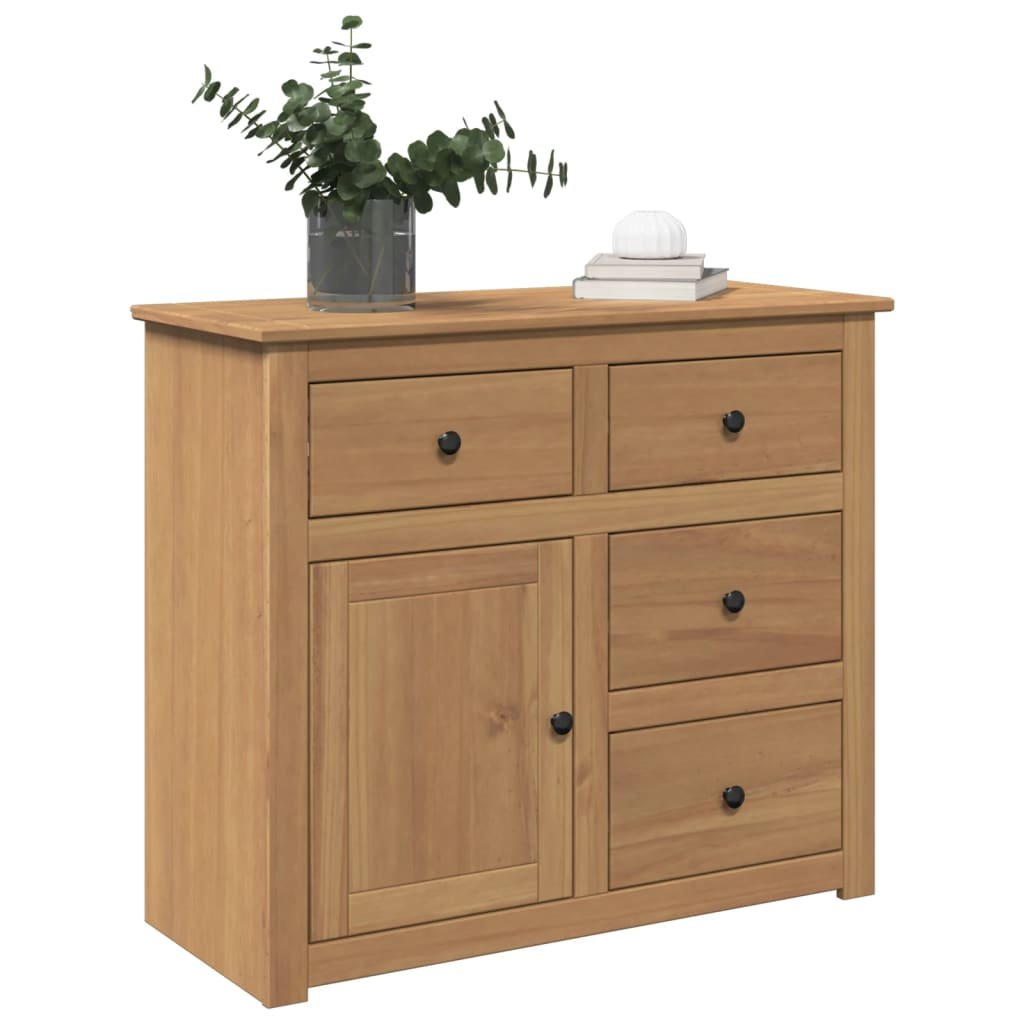 Walplus Solid Pine Sideboard with Drawers - Brown - 93 x 40 x 80 cm