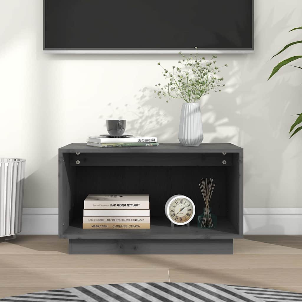 Walplus Solid Pine TV Stand - Grey - 60 x 35 x 35 cm
