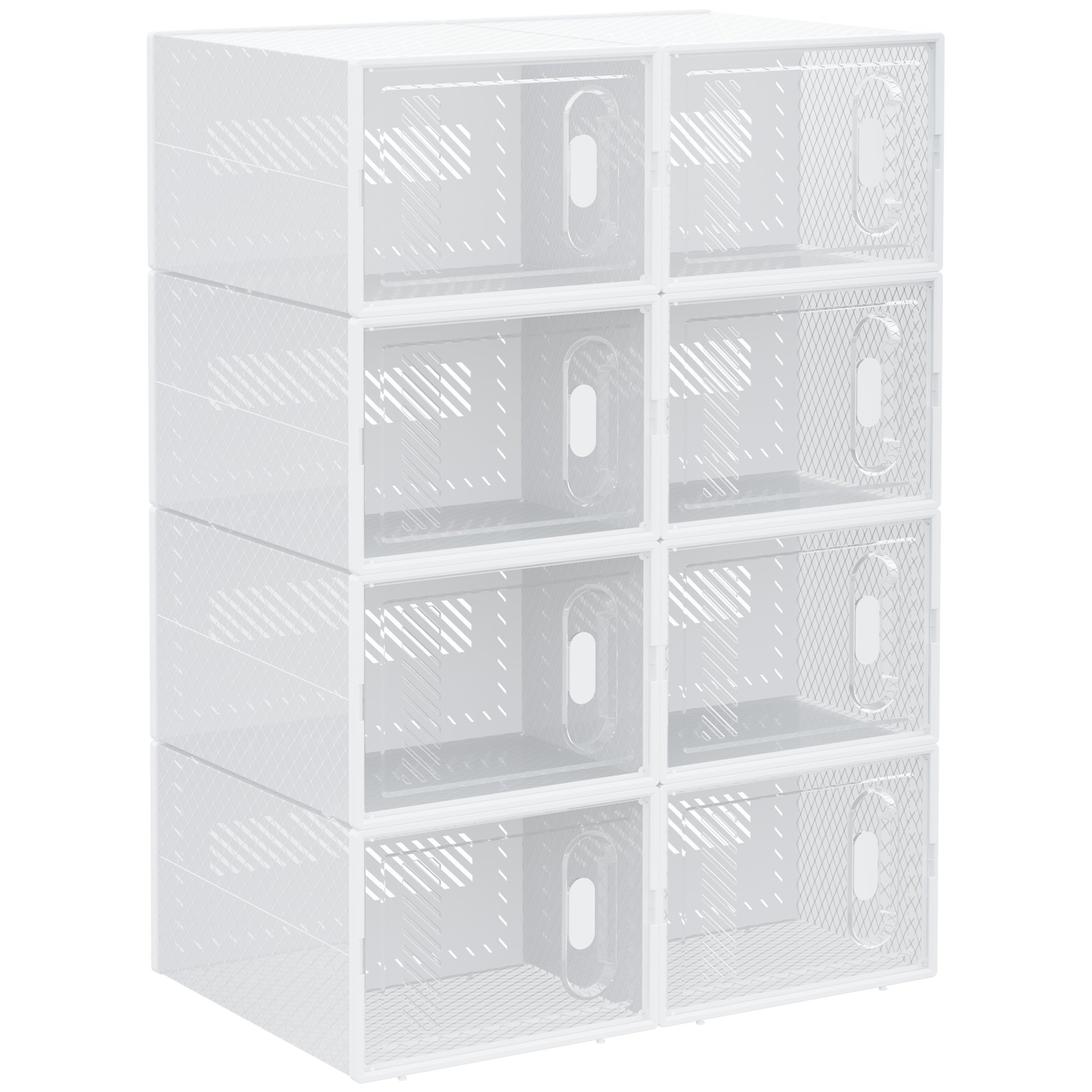 HOMCOM 8PCS Plastic Stackable Shoe Storage Box - Clear