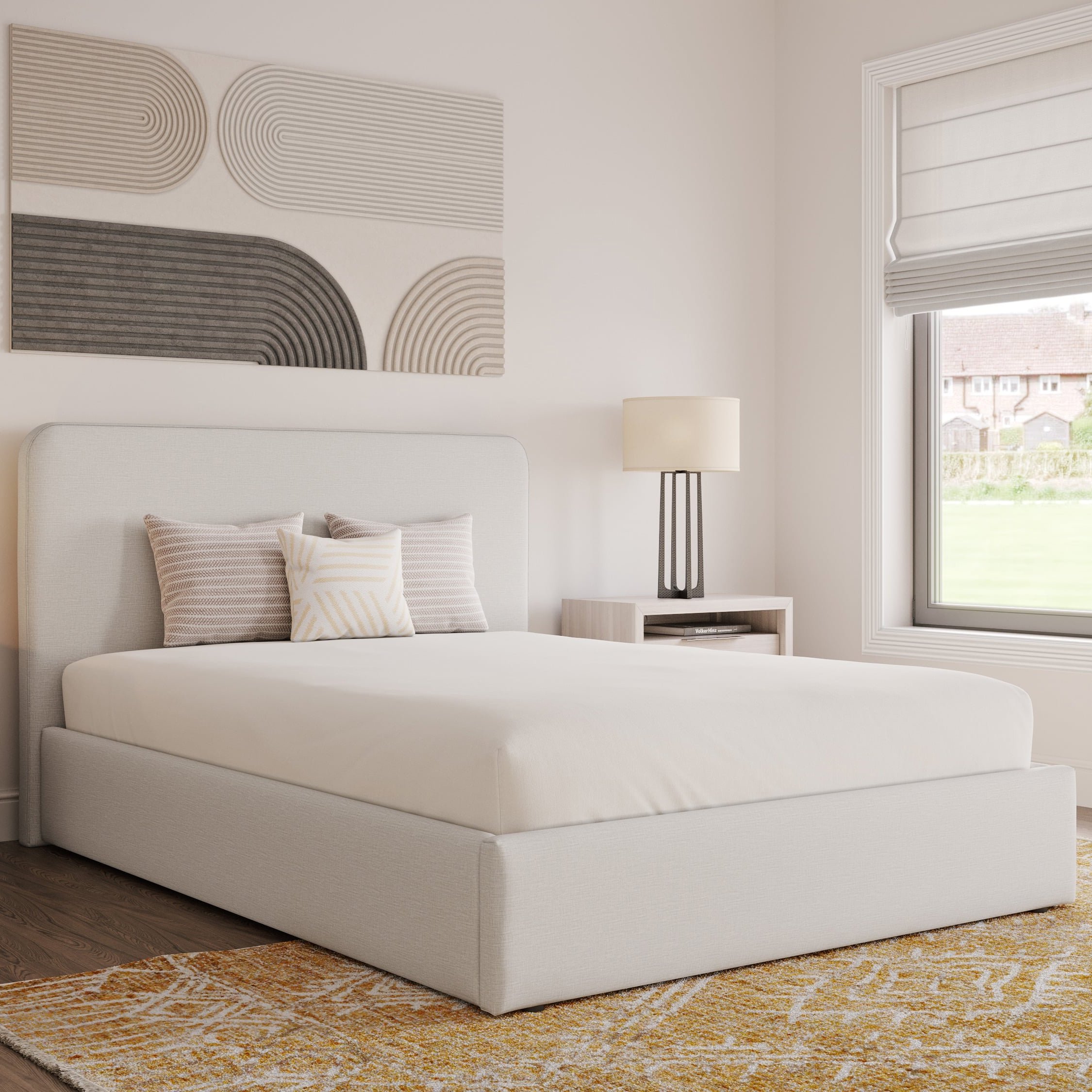 Snuggle Beds Holden Fabric Double Ottoman Bed Frame - Oatmeal