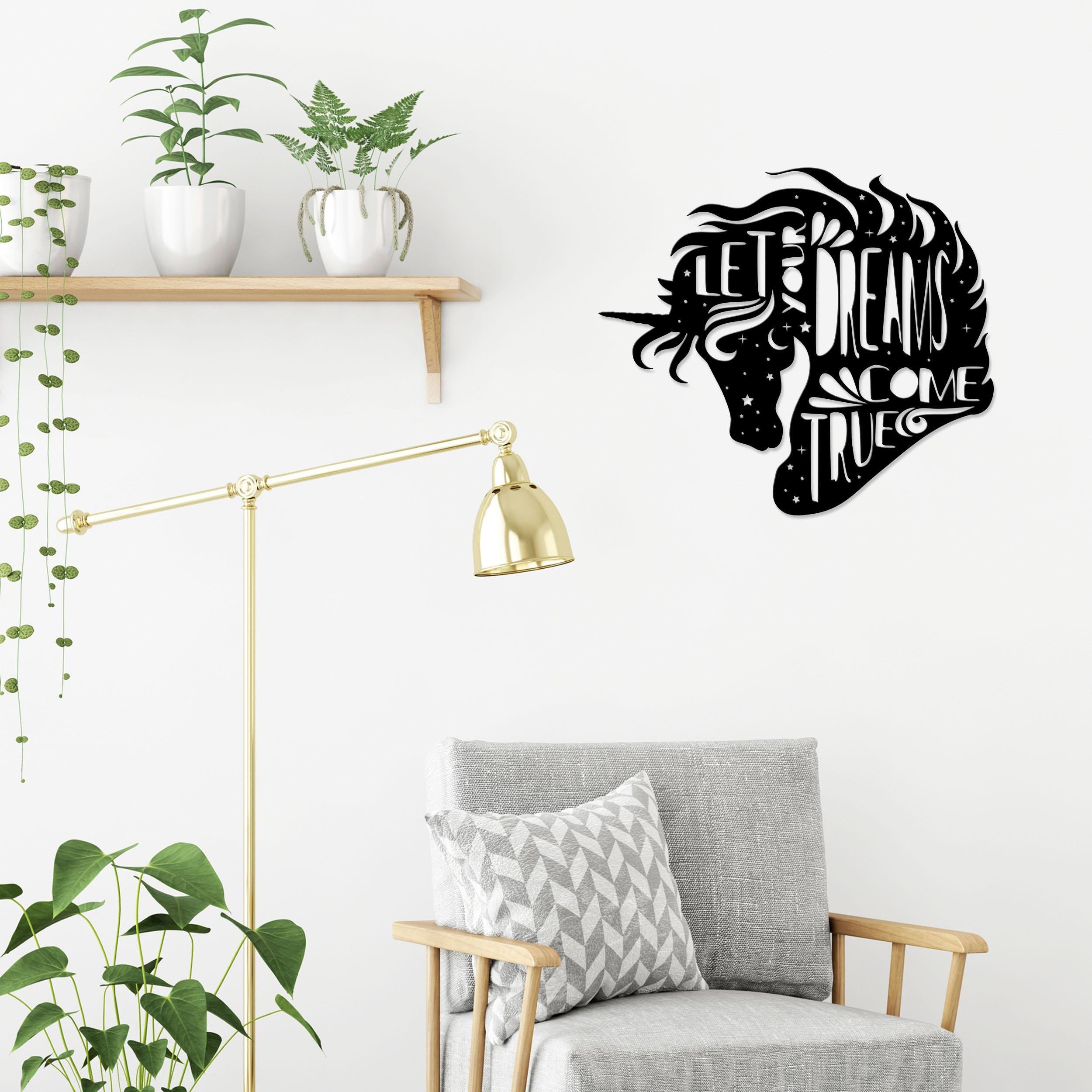 Decortie Metal Wall Art Collection Metal Typography Hanging Decoration - Black