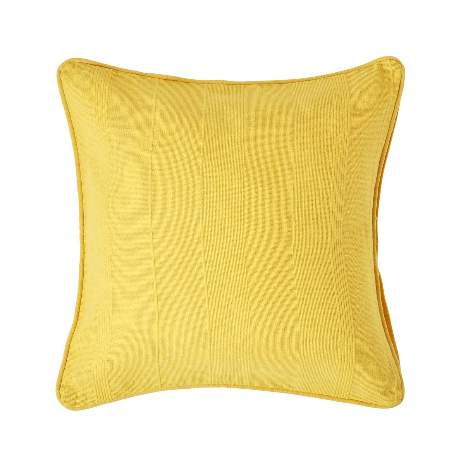 Homescapes Yellow Rajput Cotton Ribbed Cushion Cover - 60 x 60 cm