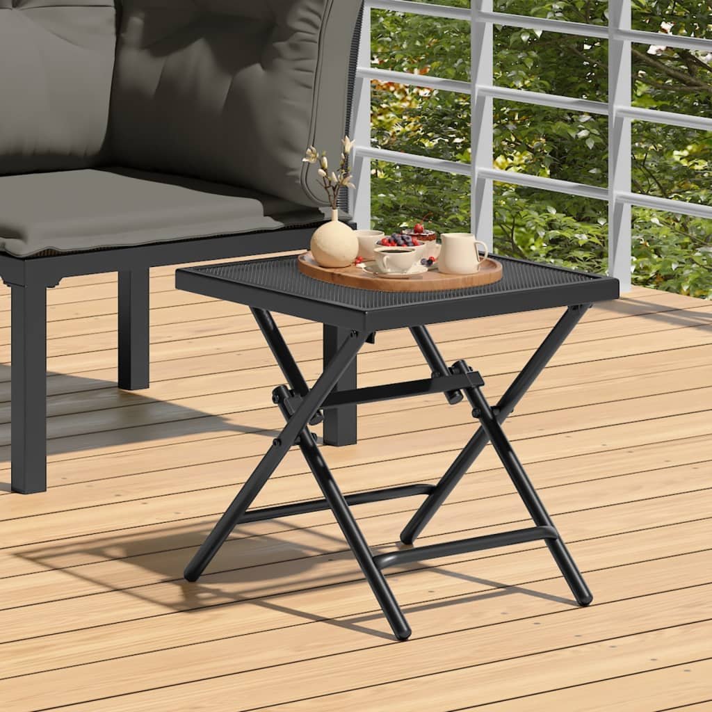 Walplus Steel Folding Garden Table - Anthracite - 38 x 38 x 38 cm
