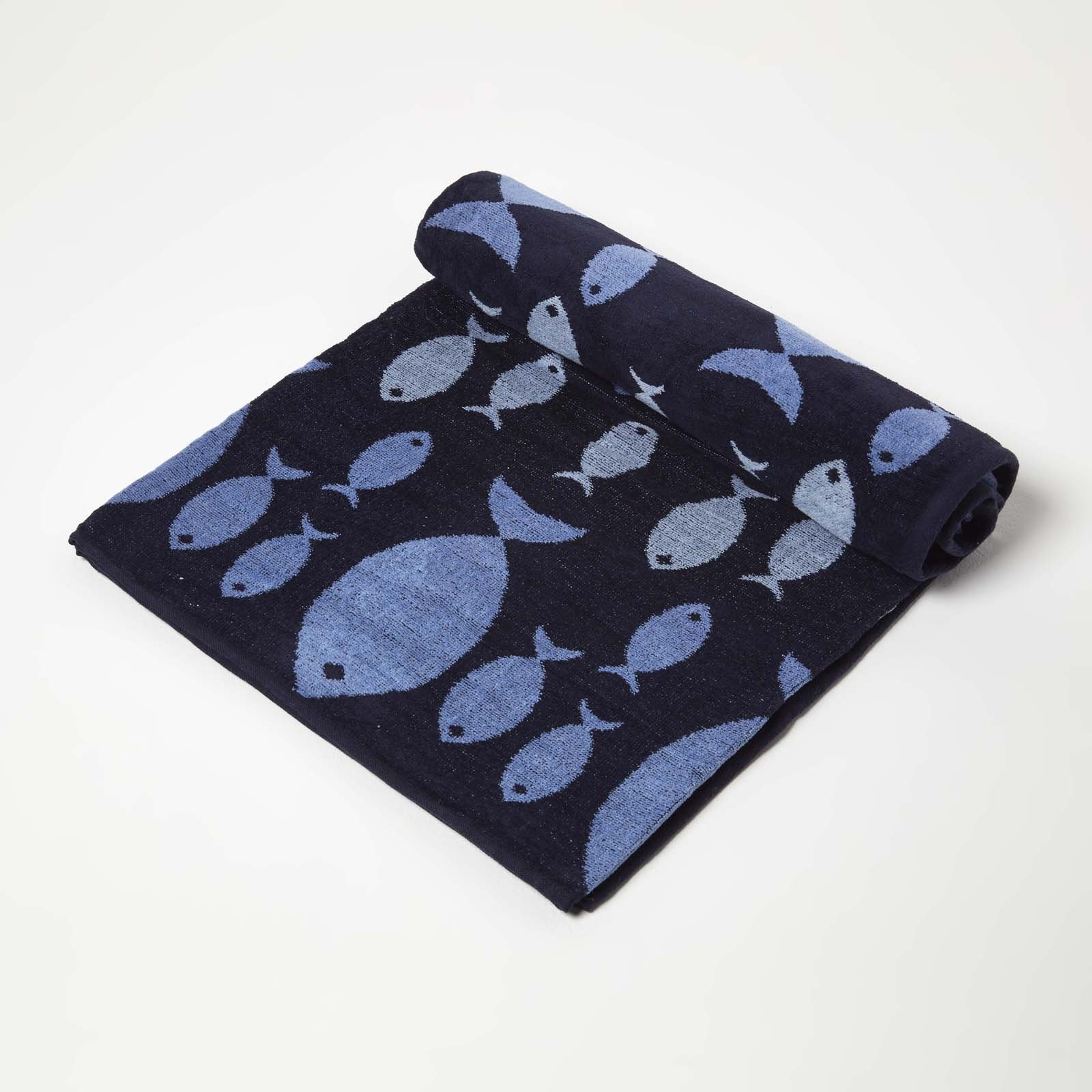 Homescapes Quick Dry Fish Beach Towel - Blue