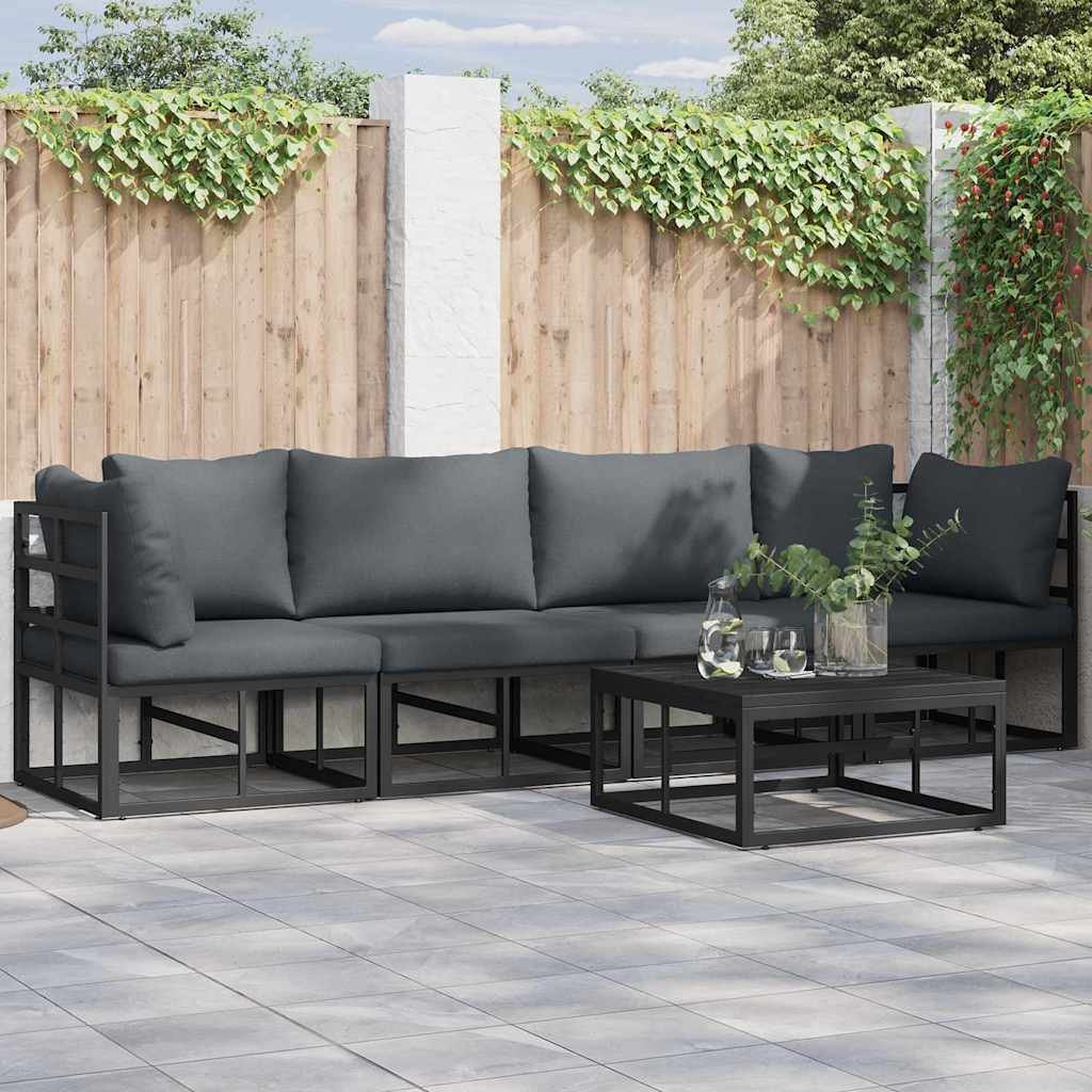 Walplus 5 Piece Garden Sofa Set - Black - 71.5 x 71.5 x 71 cm