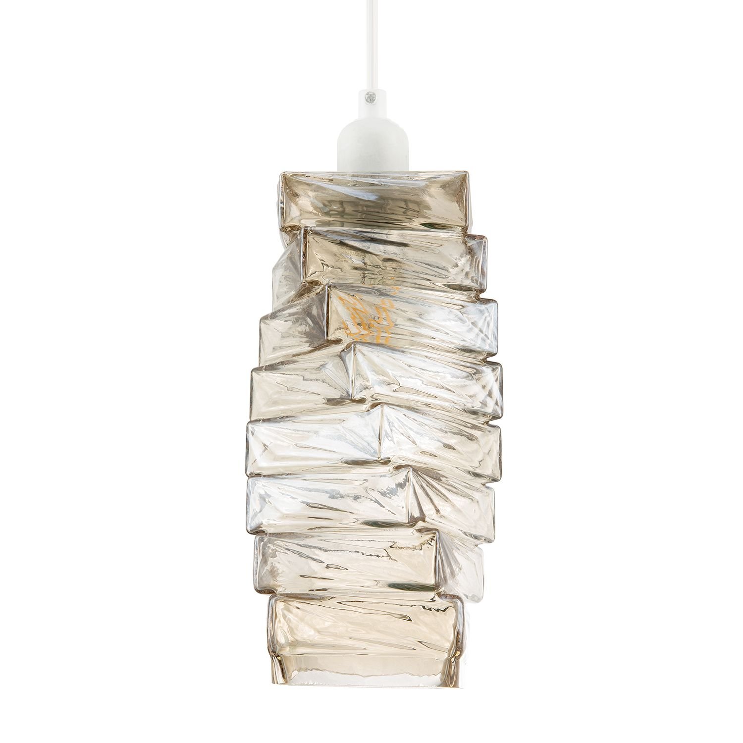 Happy Homewares Sleek Gold Tinted with Staggered Pendant Shade - 14cm