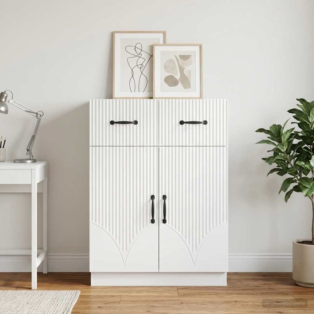 Walplus 1 Drawer Rectangular Sideboard - White - 66 x 34.5 x 87 cm