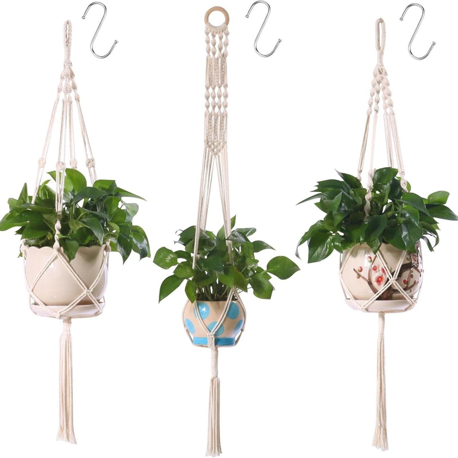 deAO Cotton Plant  Hanging Basket 3 Pack - White