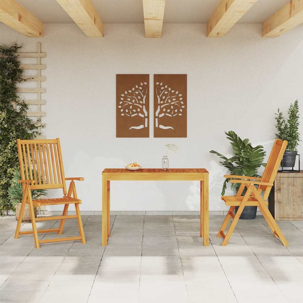 Walplus 3 Piece Acacia Wood Folding Garden Dining Set - Brown - 110 x 55 x 75 cm
