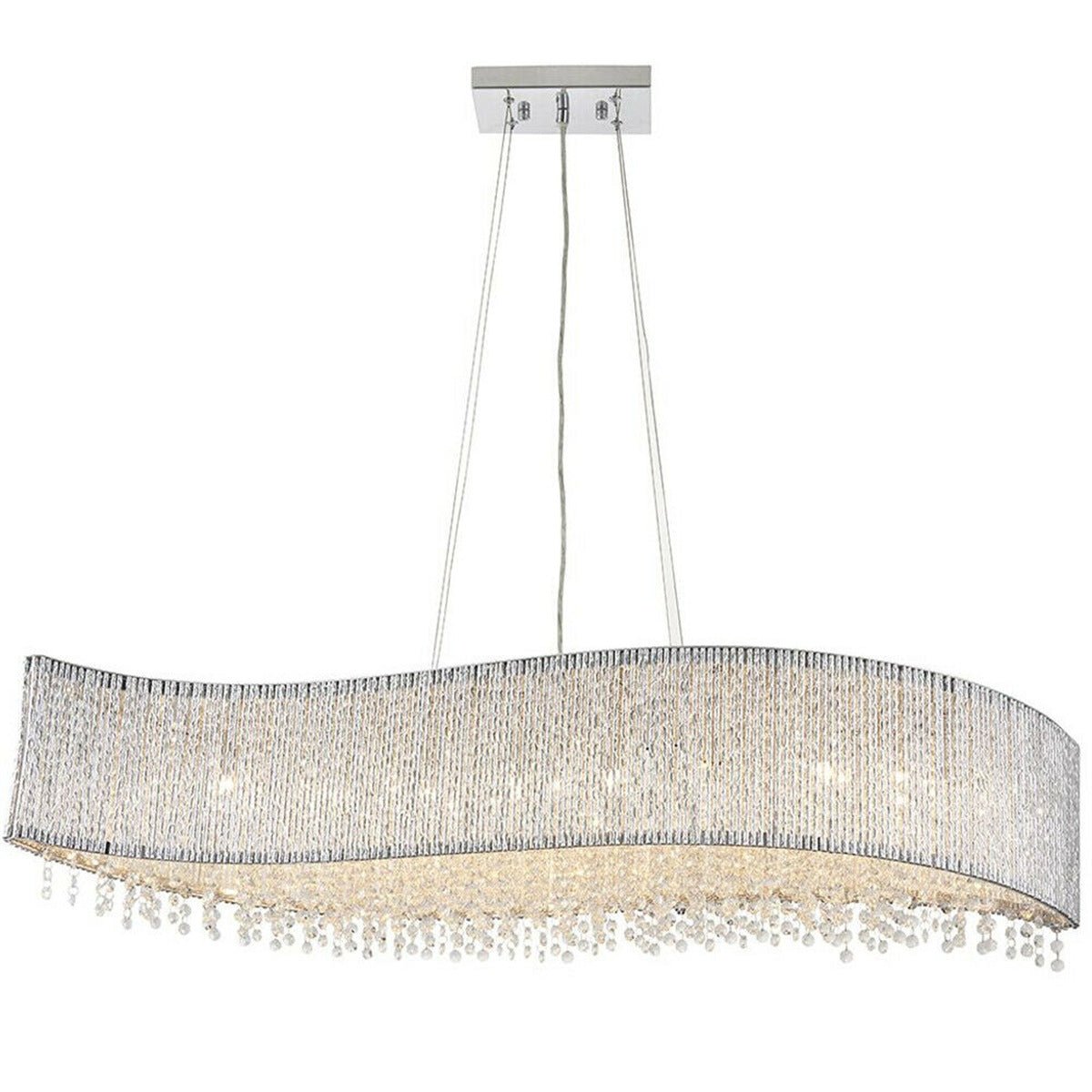 Loops Direct Steel and Crystal Linear Pendant Light - Chrome and K9 Crystal