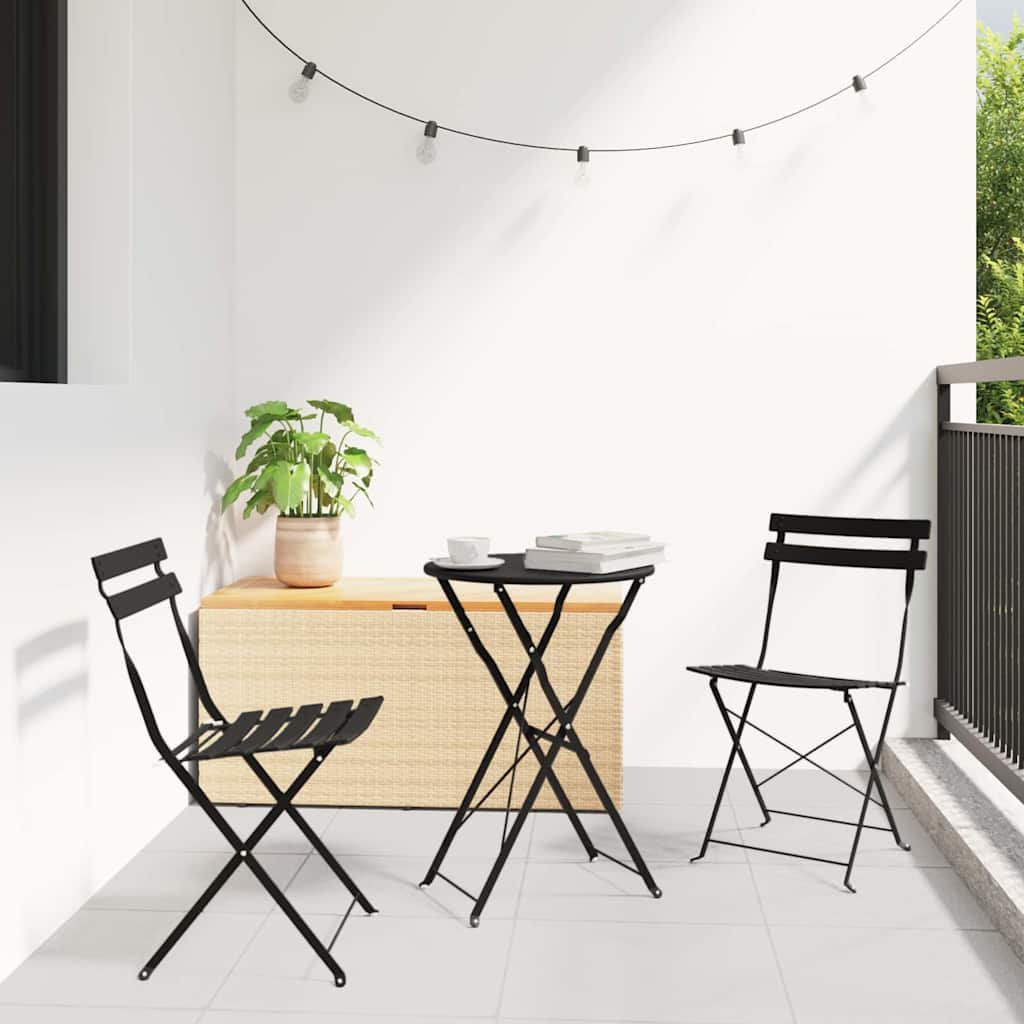 Walplus 3 Piece Steel Folding Bistro Set - Anthracite - 50 x 50 x 71 cm