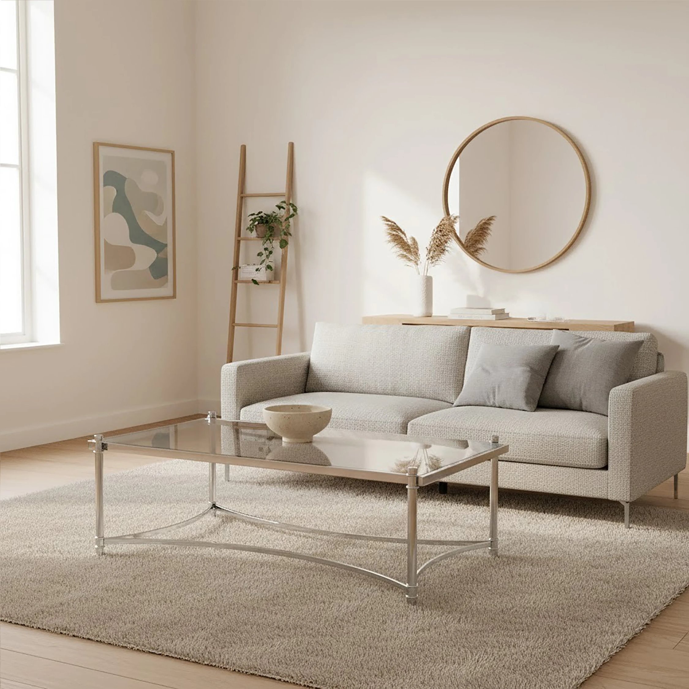Orsina Ackley Glass Coffee Table - Silver and Clear