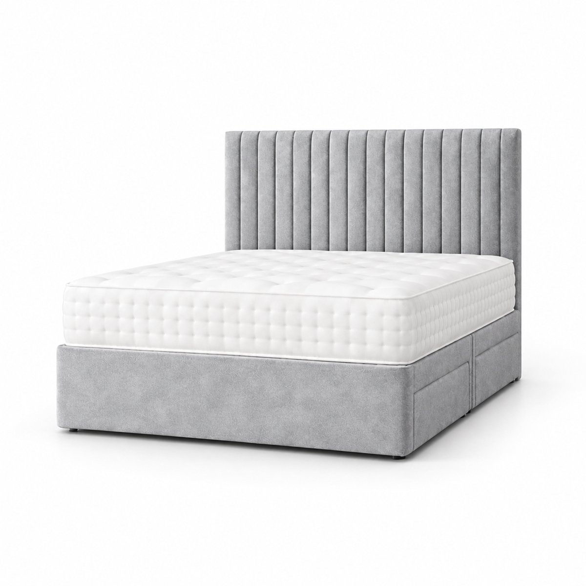 Comfy Deluxe 4ft6 Double    Suede  Divan Bed Set -  Silver