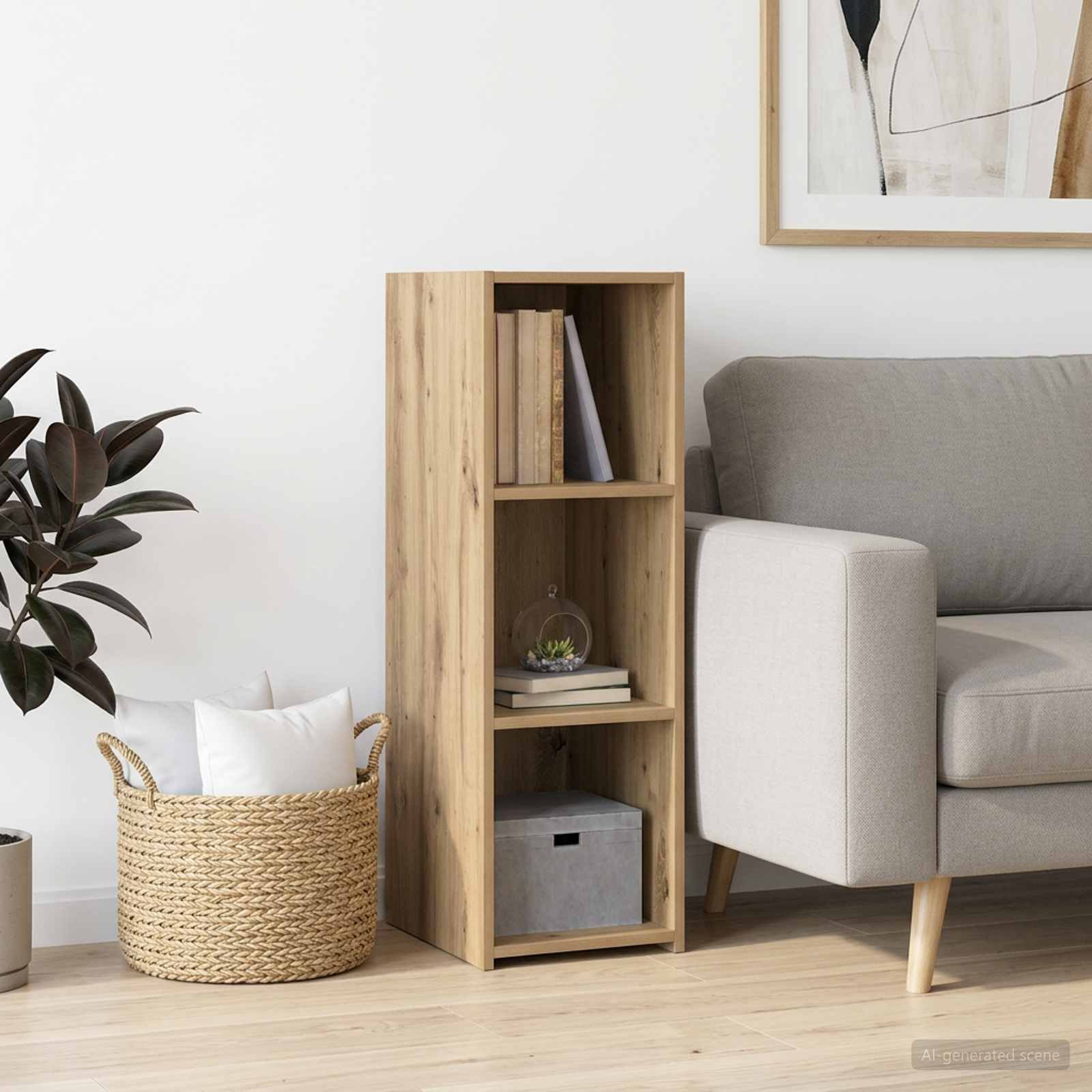 Walplus 2 Shelf Rectangular Sideboard - Artisan Oak - 30 x 41 x 93 cm