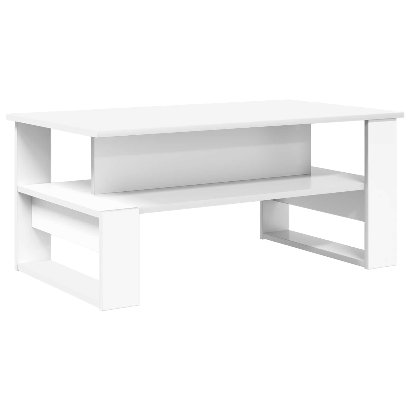 Walplus 1 Shelf Engineered Wood Coffee Table - White - 90 x 50 x 40 cm