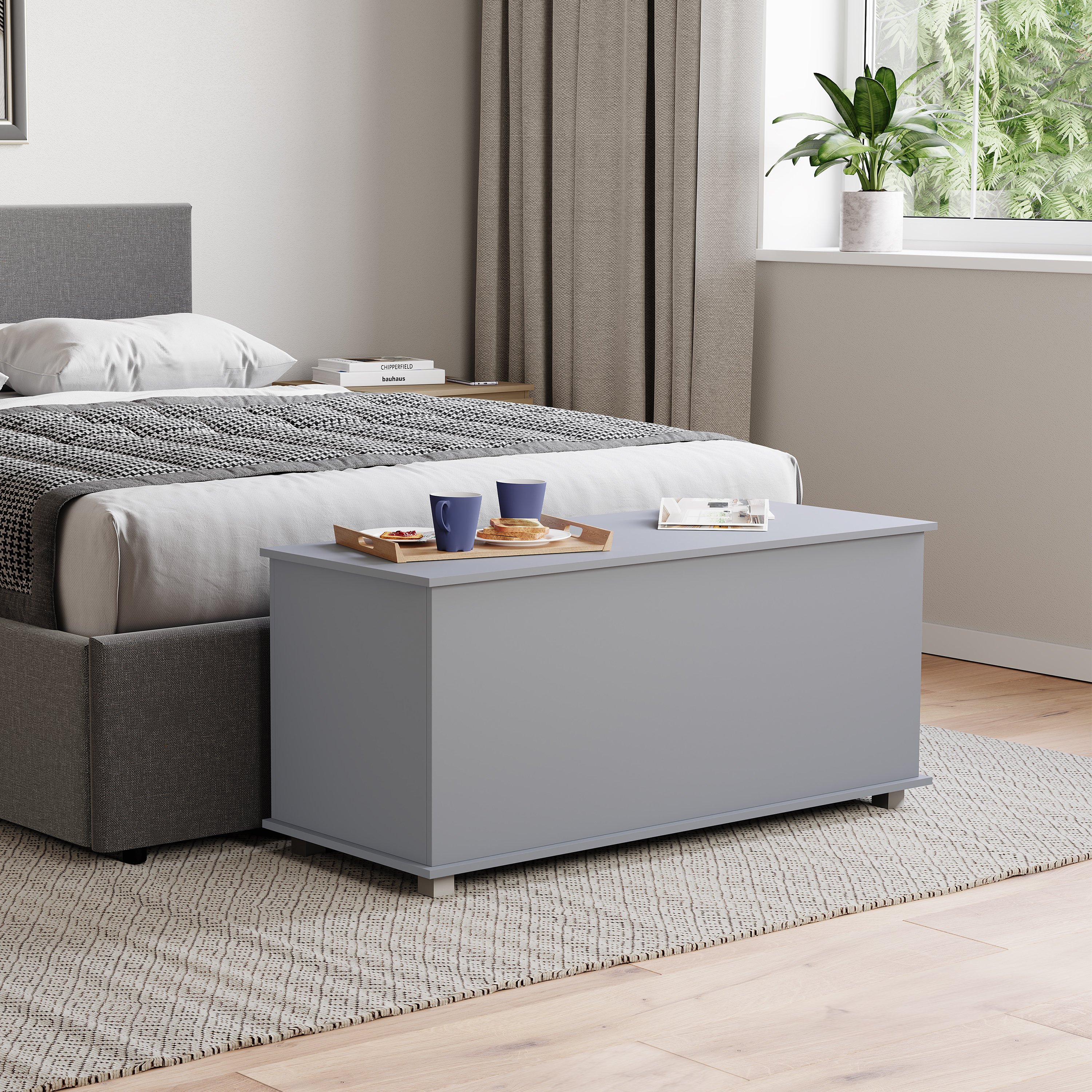 Vida Designs Leon Storage Ottoman - Grey