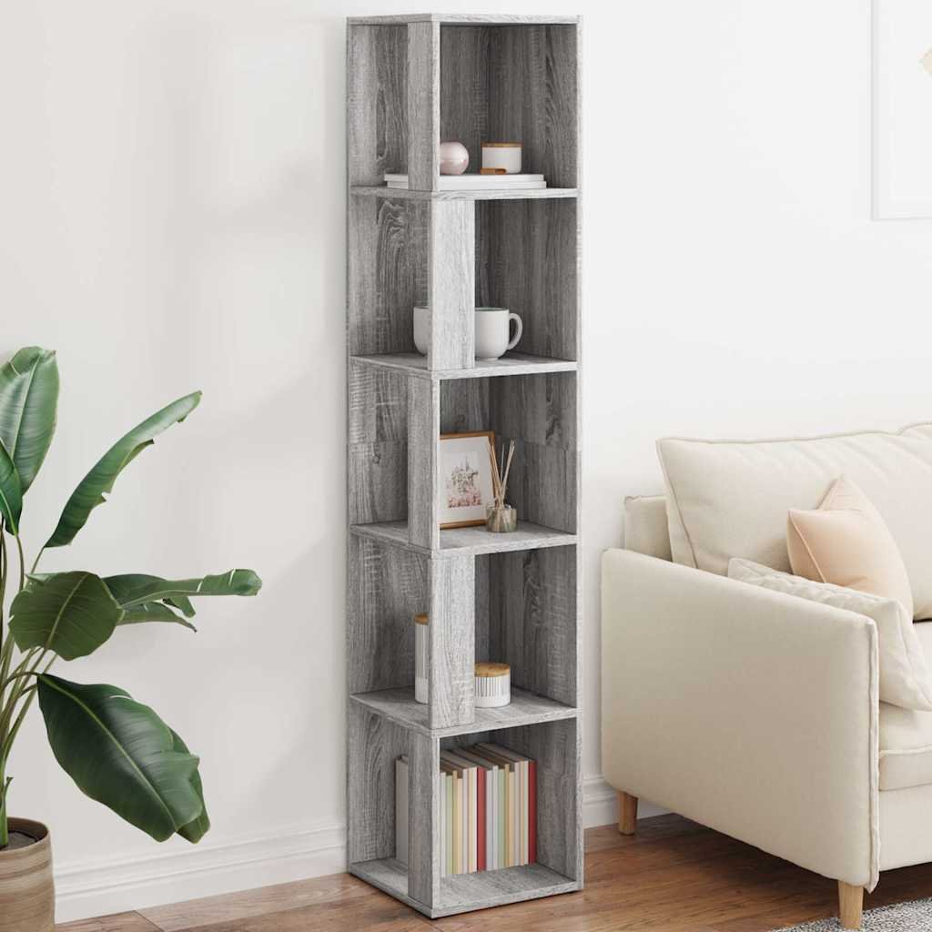 Walplus Engineered Wood Cabinet - Grey and Oak - 33 x 33 x 164.5 cm