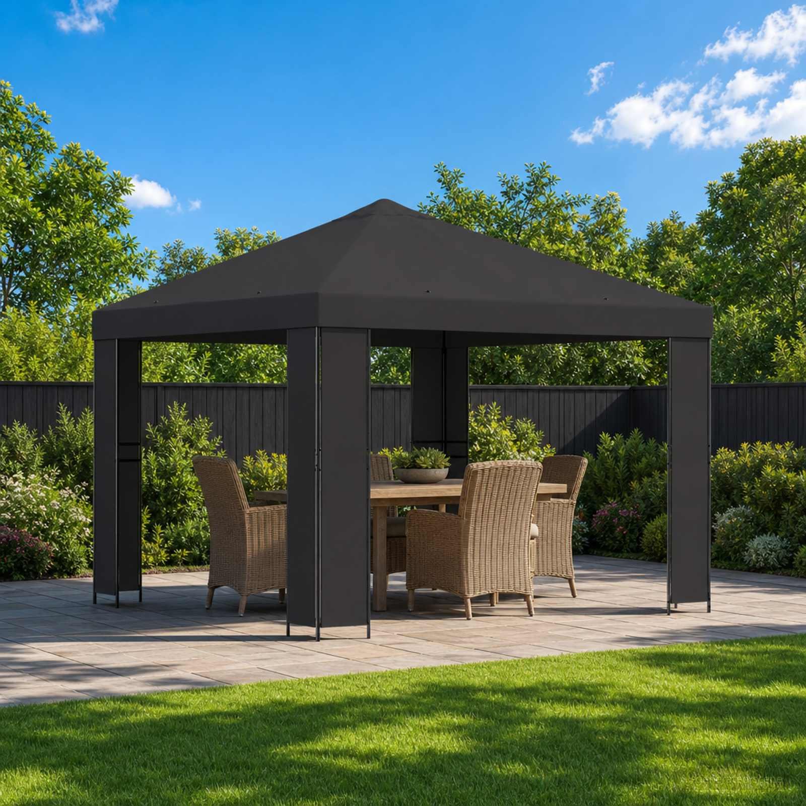 Walplus 3 x 3 m 190gsm Polyester Steel Garden Gazebo - Anthracite