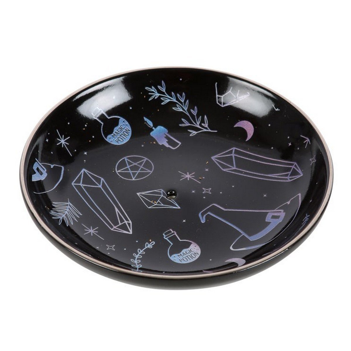 Something Different Crystal Witch Plate Incense Holder - Black & Blue