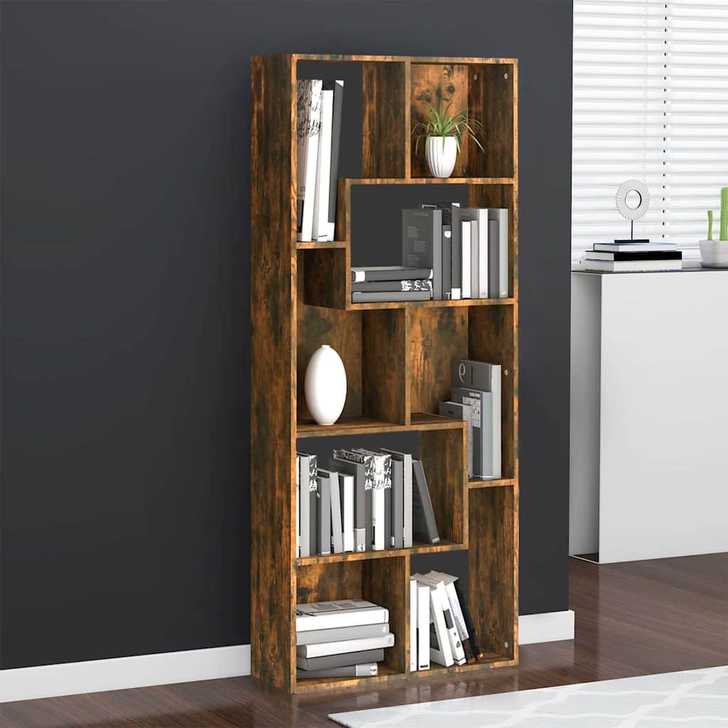 Walplus Engineered Wood Book Cabinet - Dark Oak - 67 x 24 x 161 cm