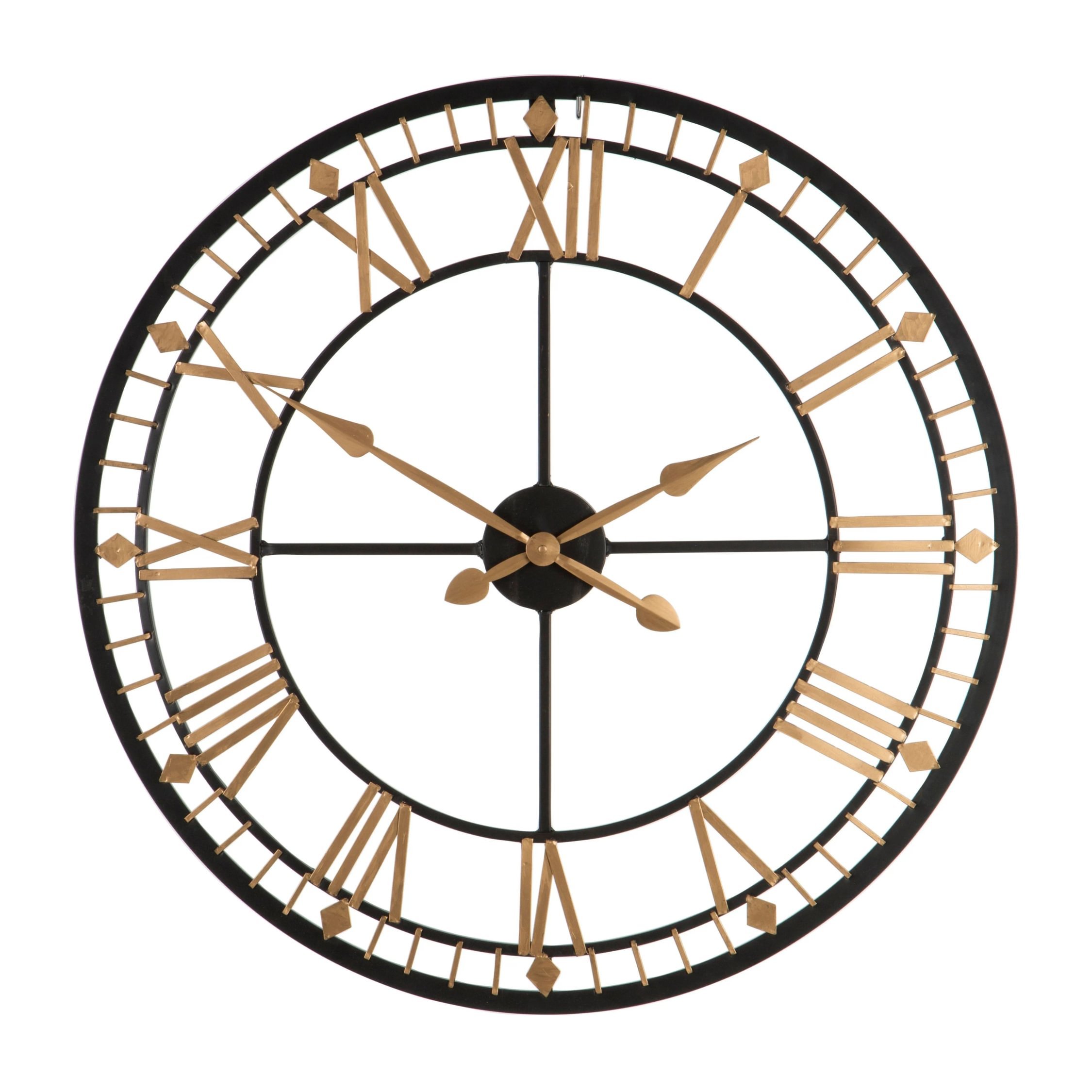 Orsina Vitus 80cm Dia Metal Wall Clock - Black and Gold