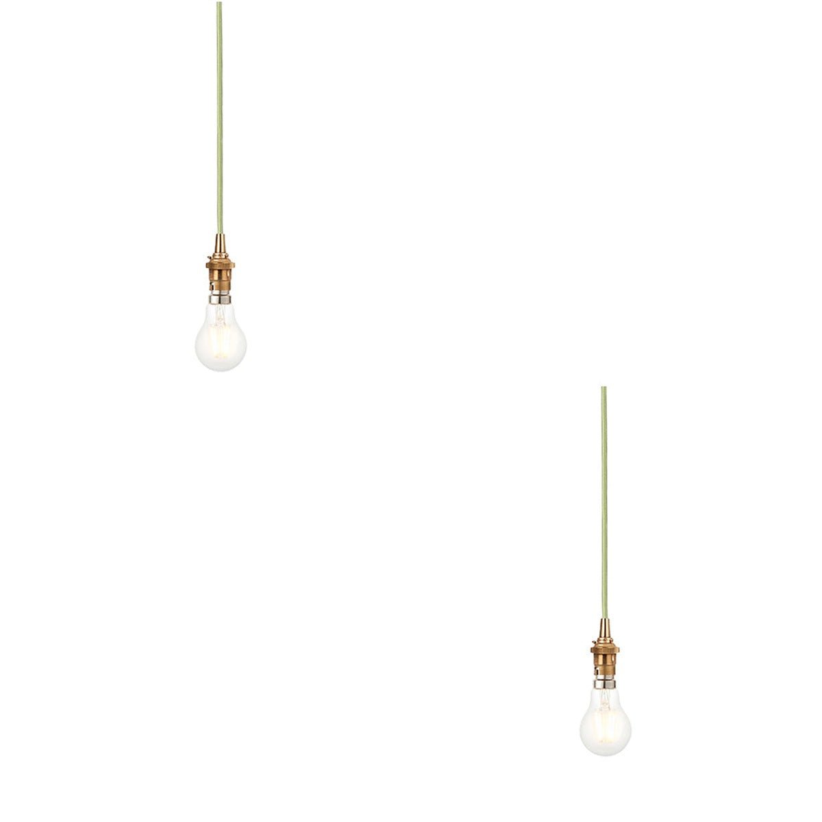 Loops Direct Set of 2 Steel and Brass Pendant Light - Brushed Aged Brass