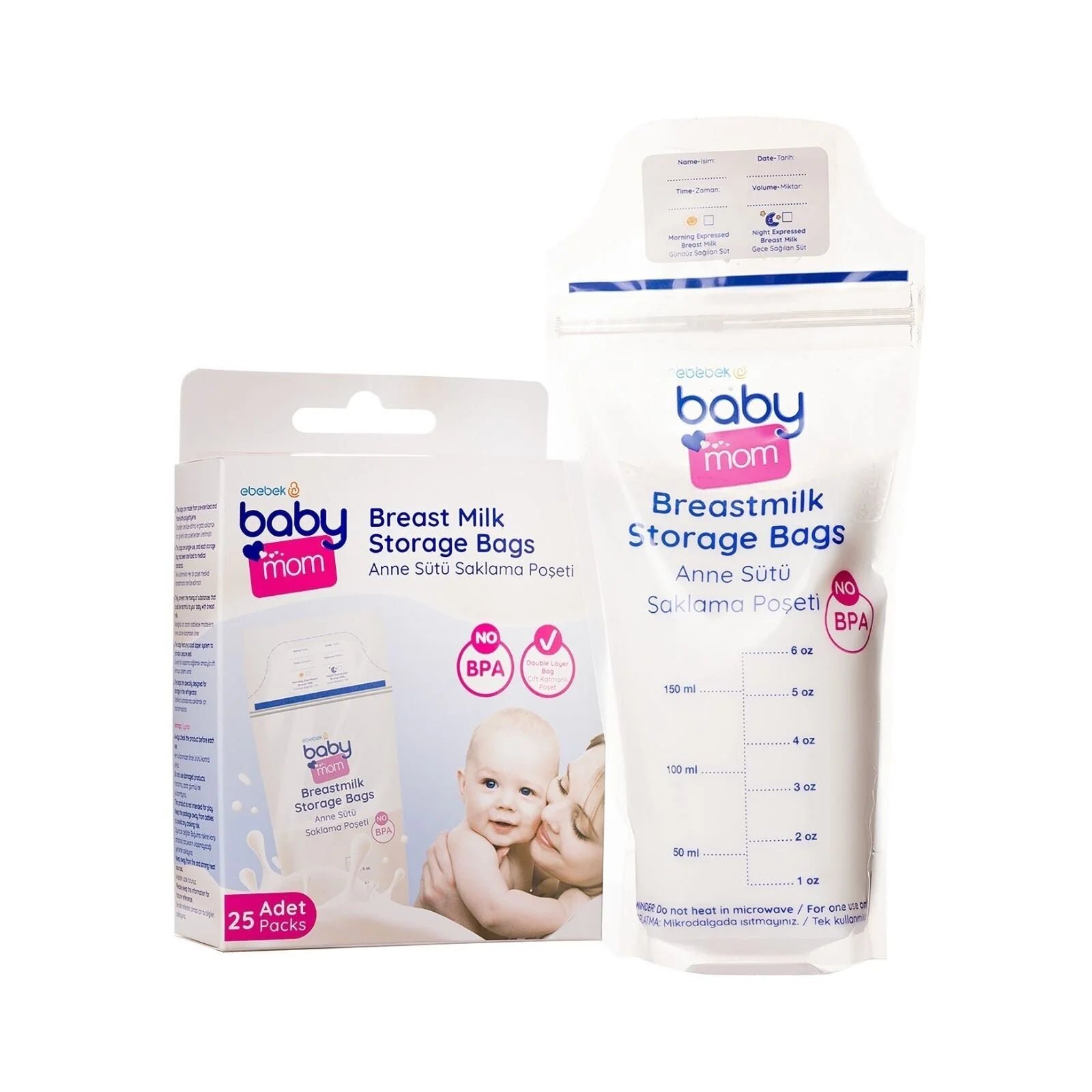 baby mom Pack of 25 180 ml Breast Milk Storage Bags