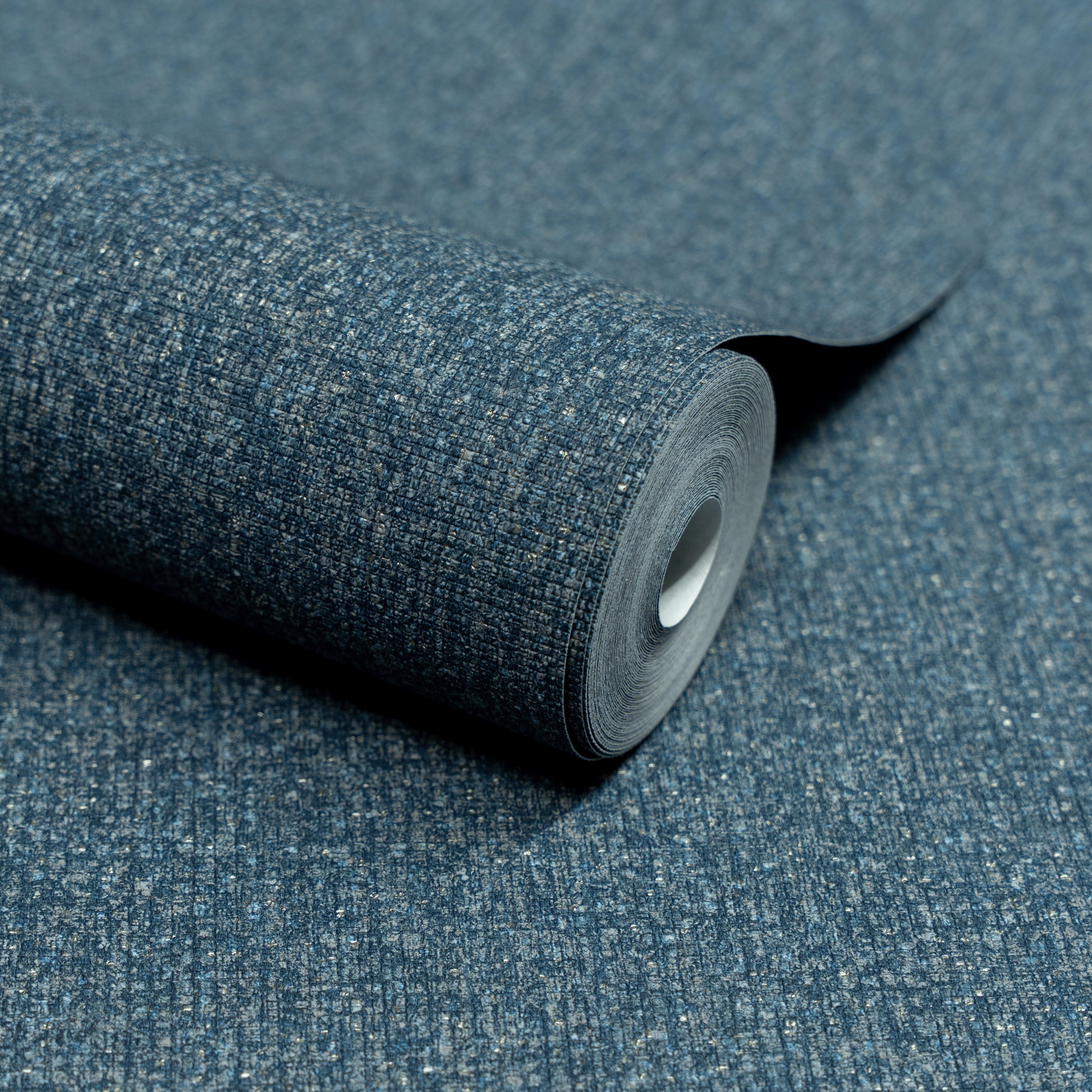 Grandeco Boutique Monroy Semi Plain Embossed Wallpaper - Teal Blue