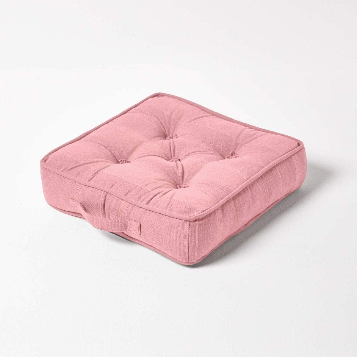 Homescapes Rajput Ribbed Cotton Floor Cushion - Pink
