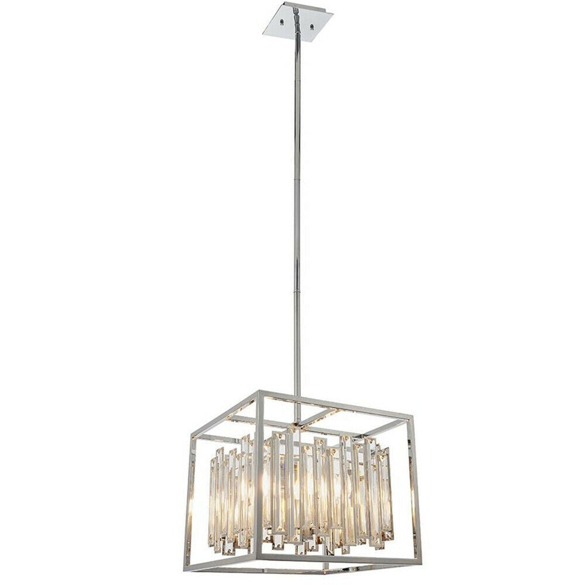 Loops Direct 35cm Diameter Steel and Crystal Pendant Light - Chrome
