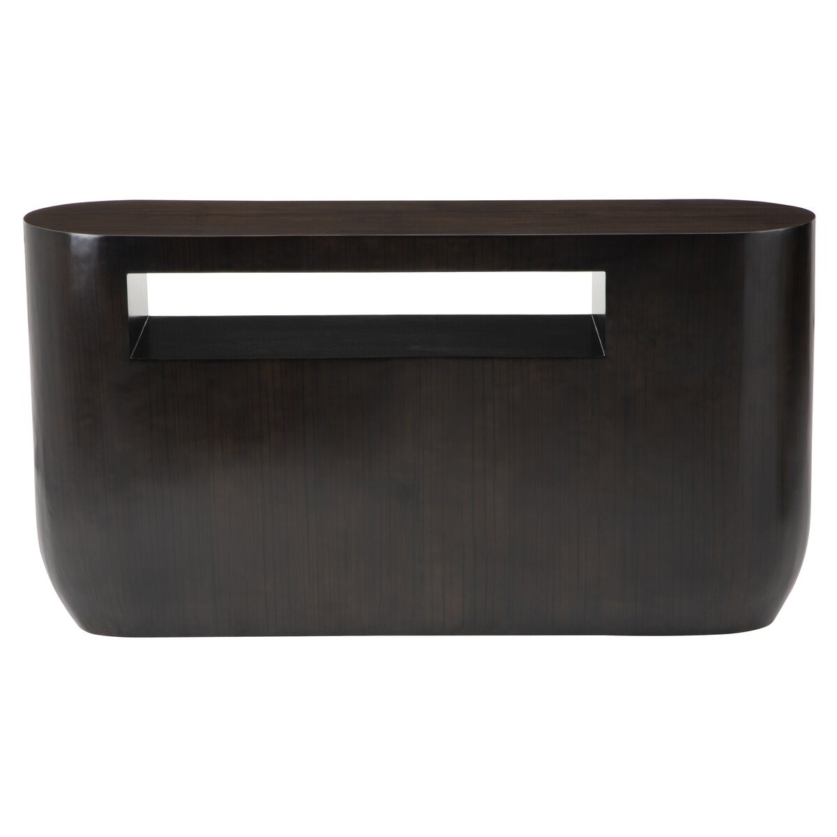 Orsina Gabelle Oval Ebony Bamboo Console Table – Brown