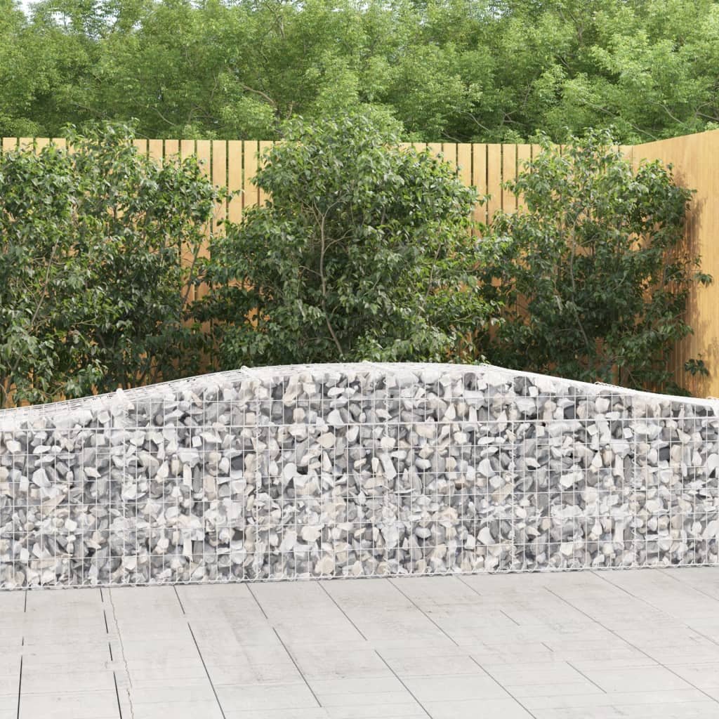 Walplus Pack of 2 Galvanised Iron Gabion Basket - Silver - 400 x 50 x 60-80 cm