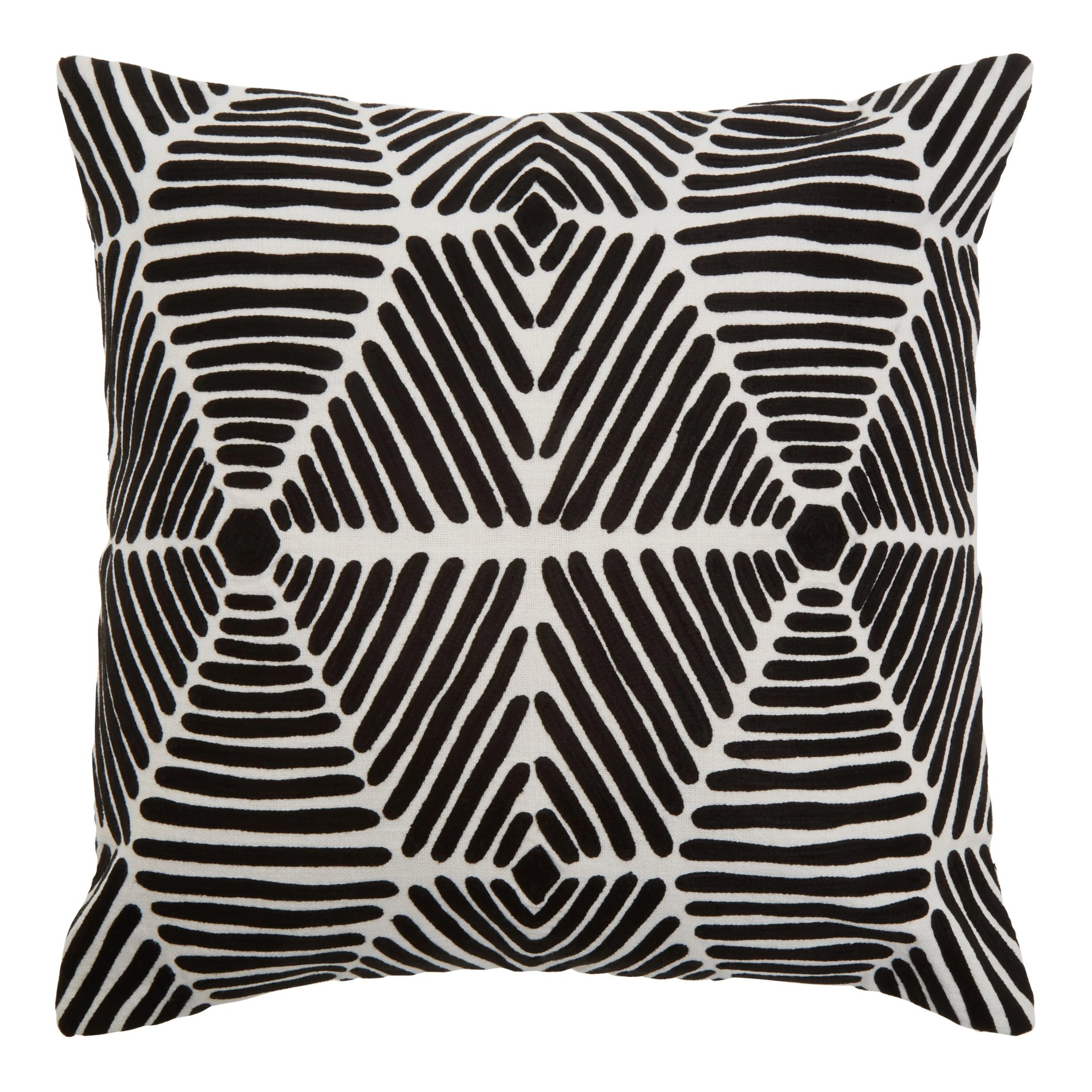 Orsina Bosie Ozella Kaleidoscope Stripe Square Cushion – Black and White