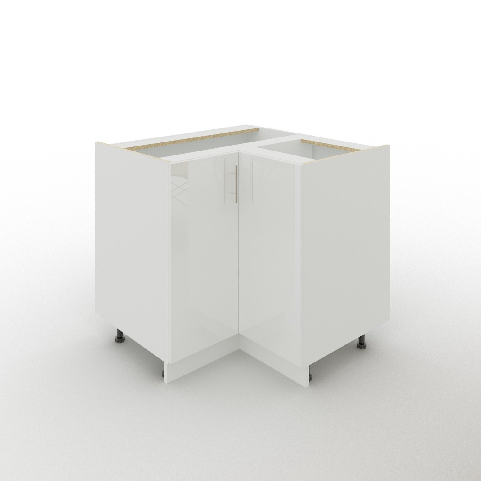 JD Greta 900mm Adjustable Leg Base Corner Cabinet with 2 Doors - White Gloss