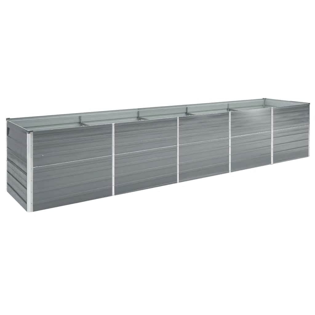 Walplus Galvanised Steel Raised Garden Bed - Grey - 400 x 80 x 45 cm