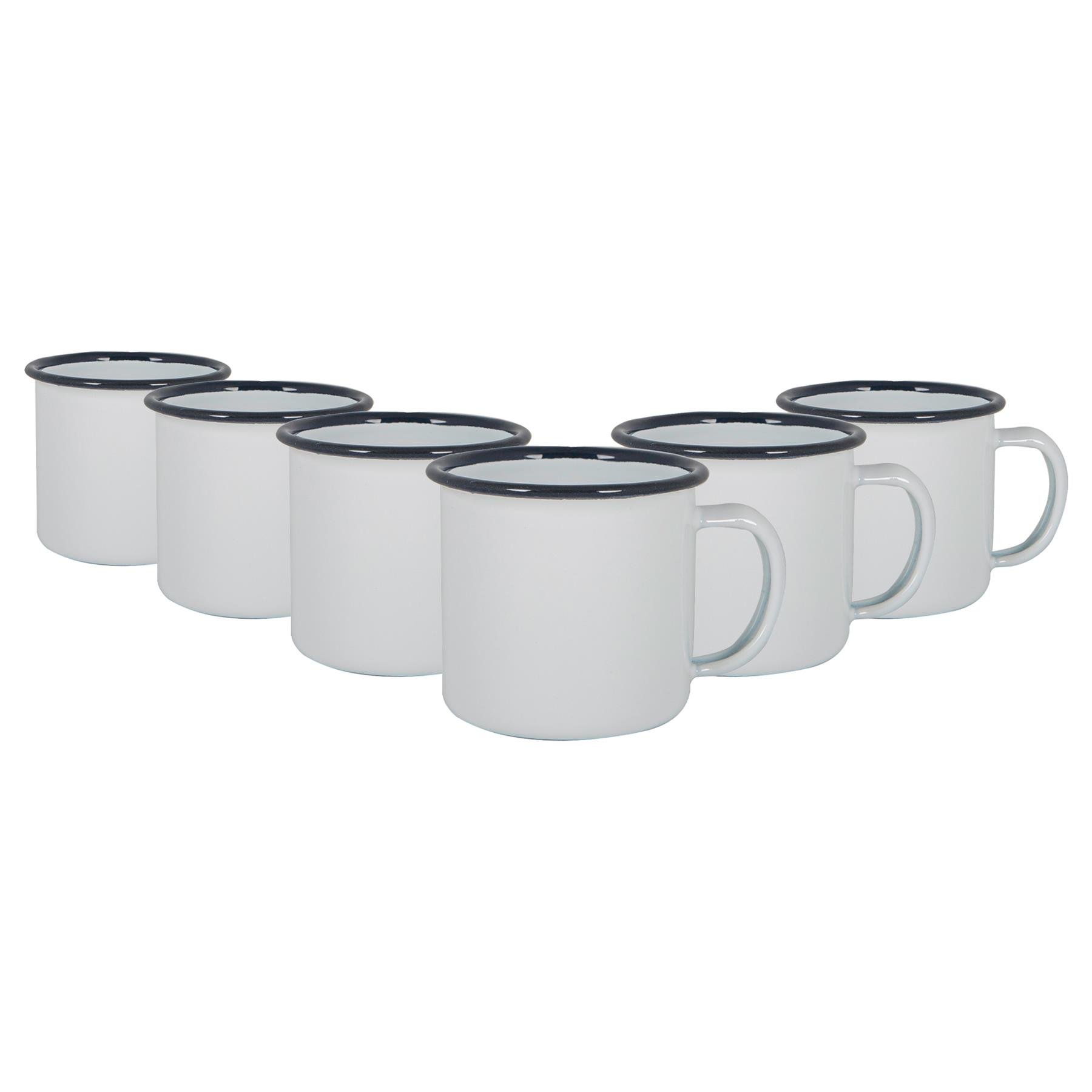 Argon Tableware White Enamel Espresso Cups - 130ml - Navy - Pack of 6