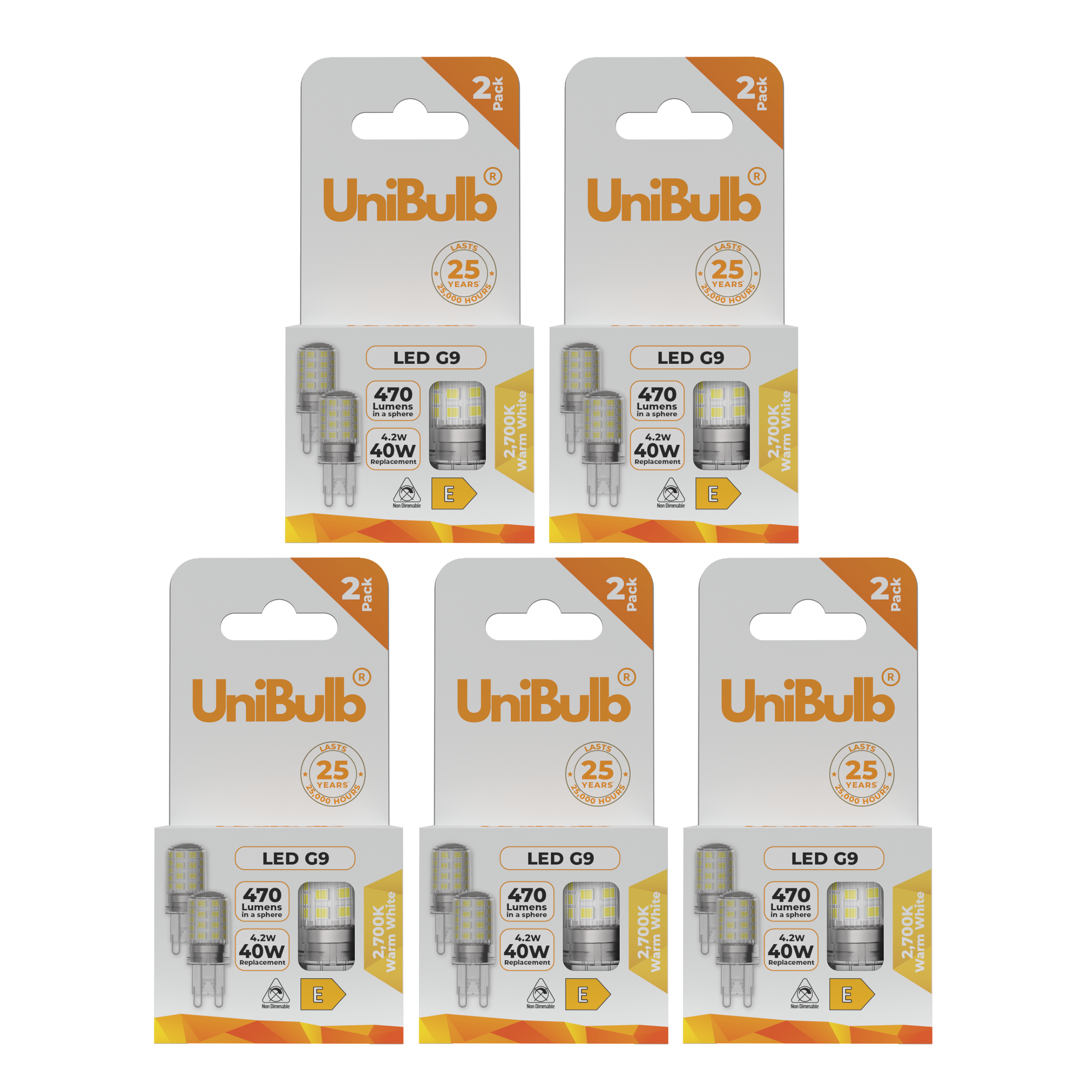 UniBulb 4.2W LED Warm White Capsule G9 Light Bulb - Pack of 10