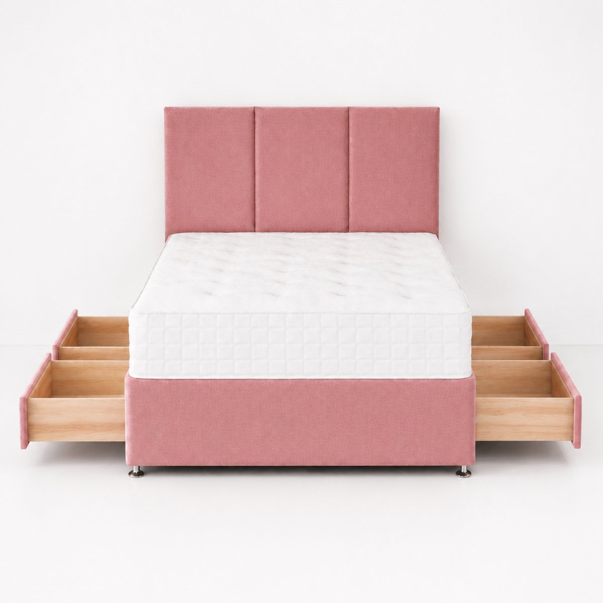 Comfy Deluxe 6ft Super King    4 Drawer Plush Velvet Divan Bed Set -  Pink