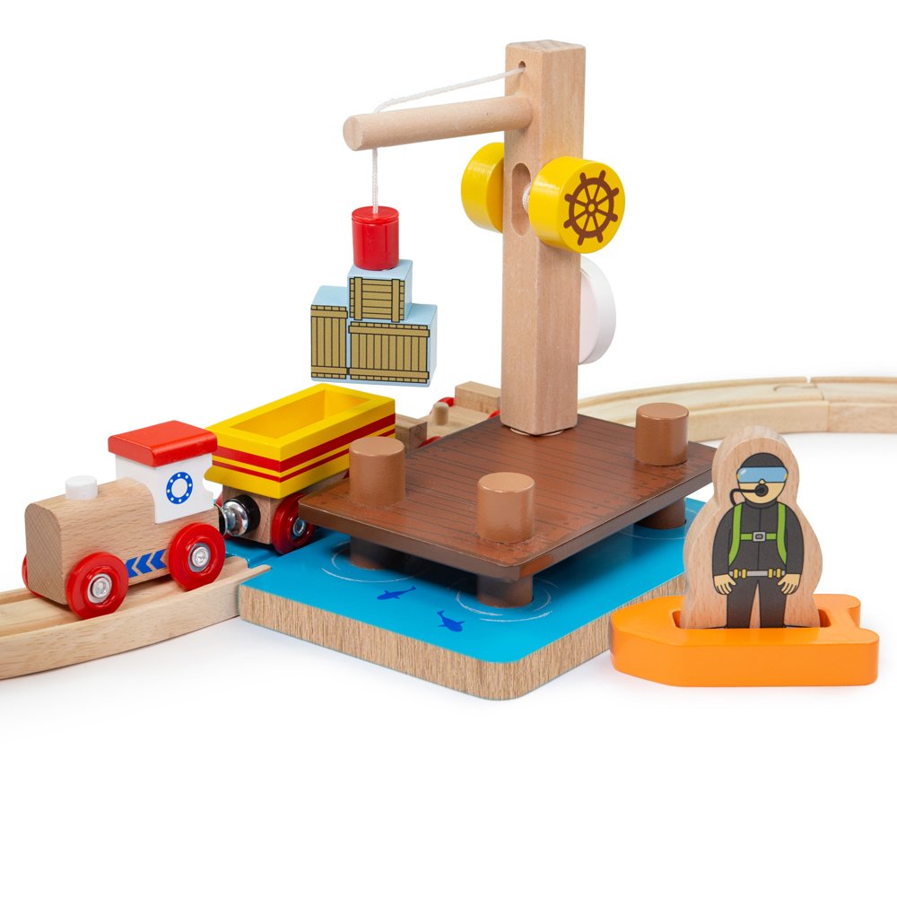 Bigjigs Rail Crane Dock; Dingy & Diver 3 Years +