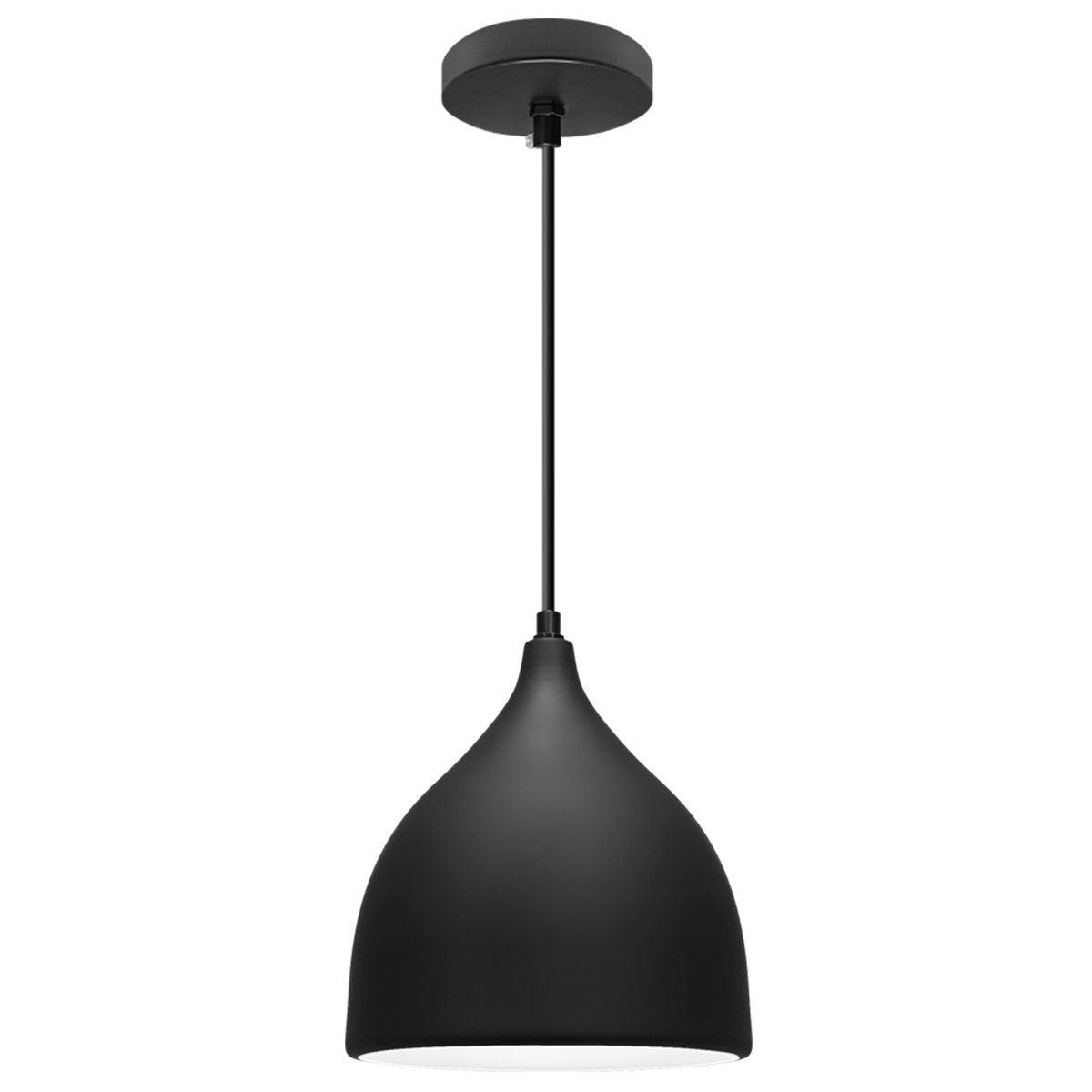Energy Light Bulbs Teardrop Bell Metal Ceiling Pendant Light - Black