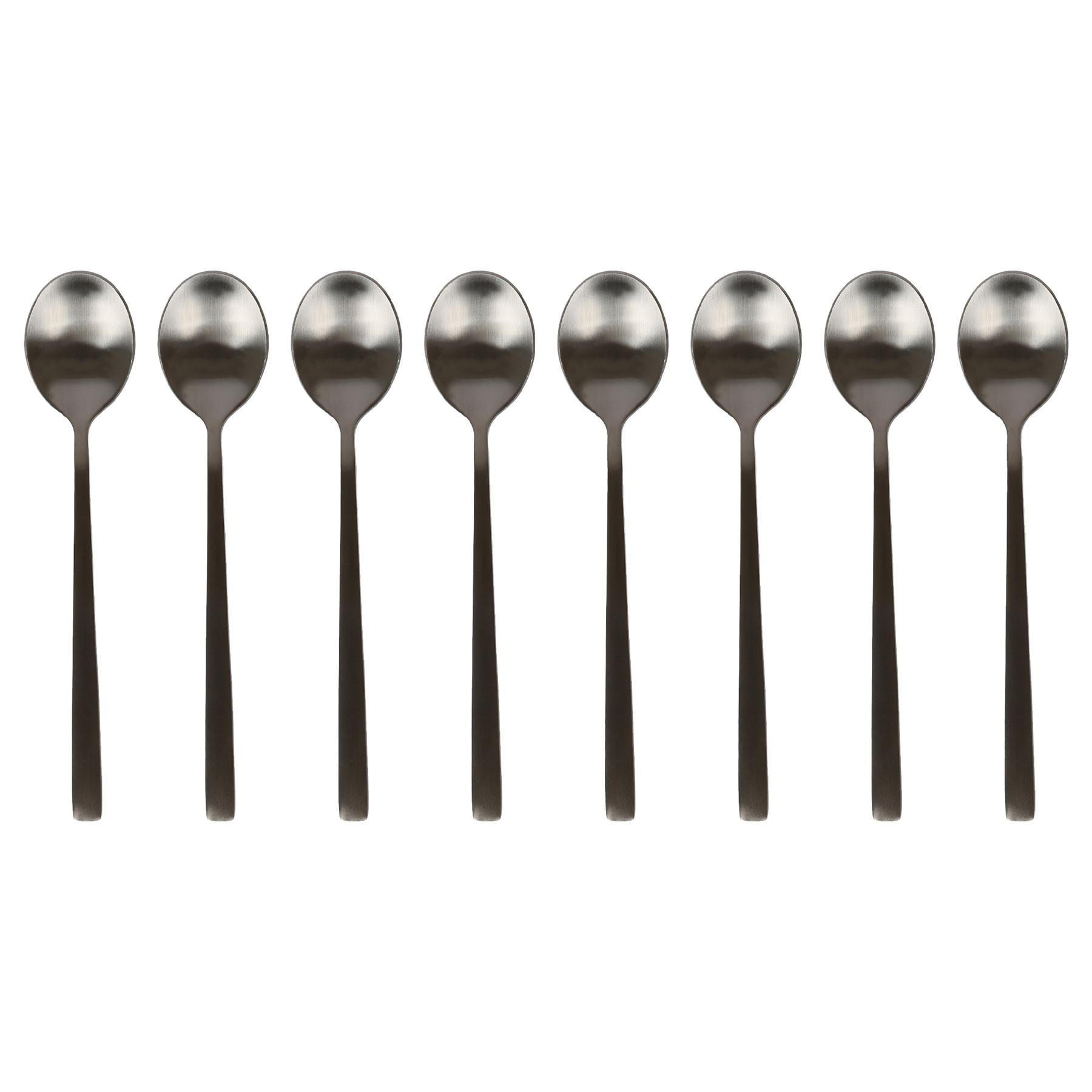 Argon Tableware Stainless Steel Teaspoons - Black - Pack of 8