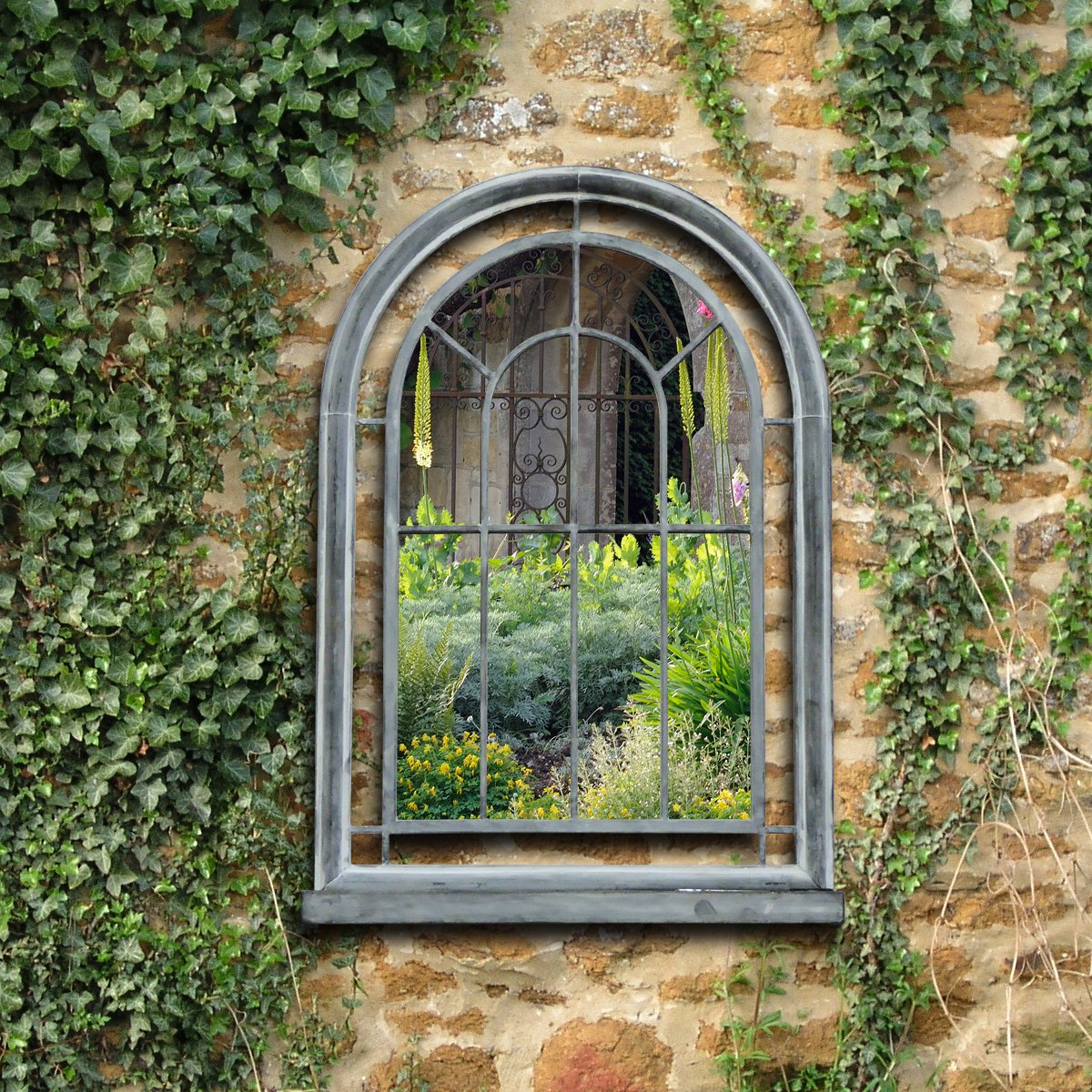 Charles Bentley Berlin Garden Indoor Outdoor Arch Mirror - Grey
