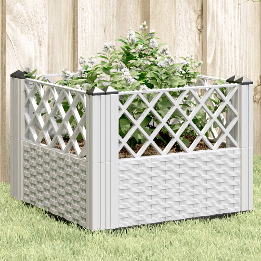 Walplus Polypropylene Garden Planter - White - 43.5 x 43.5 x 43.5 cm
