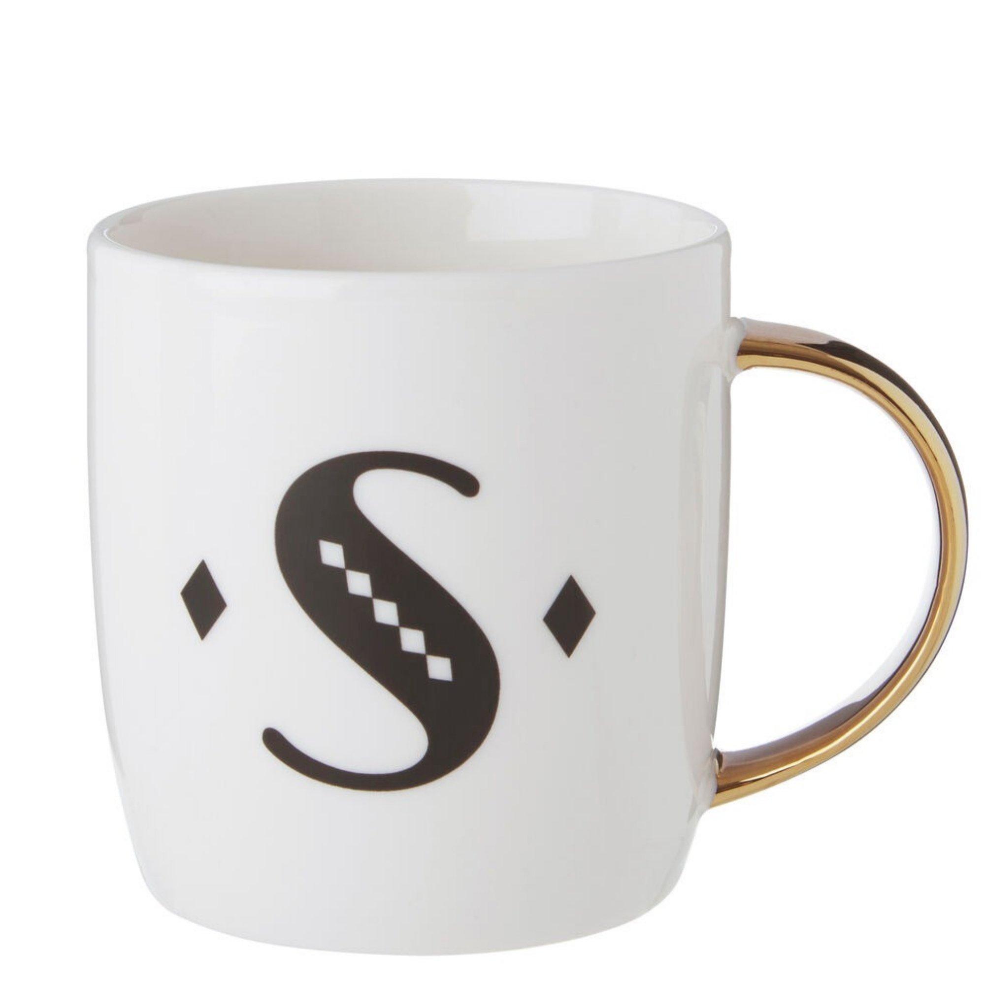 Orsina Diamond Deco S Monogram Mug – White