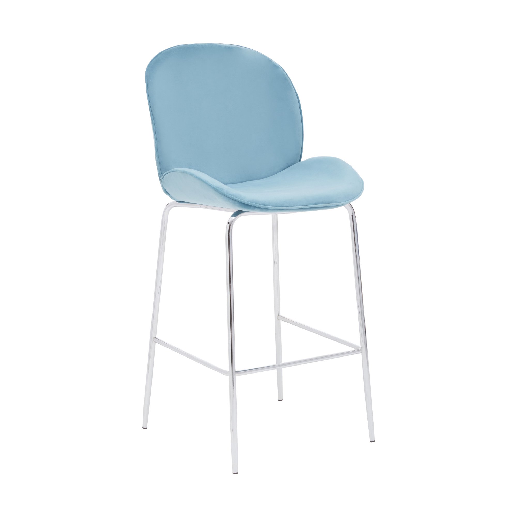 Orsina Tamzin Velvet Bar Chair – Blue and Chrome
